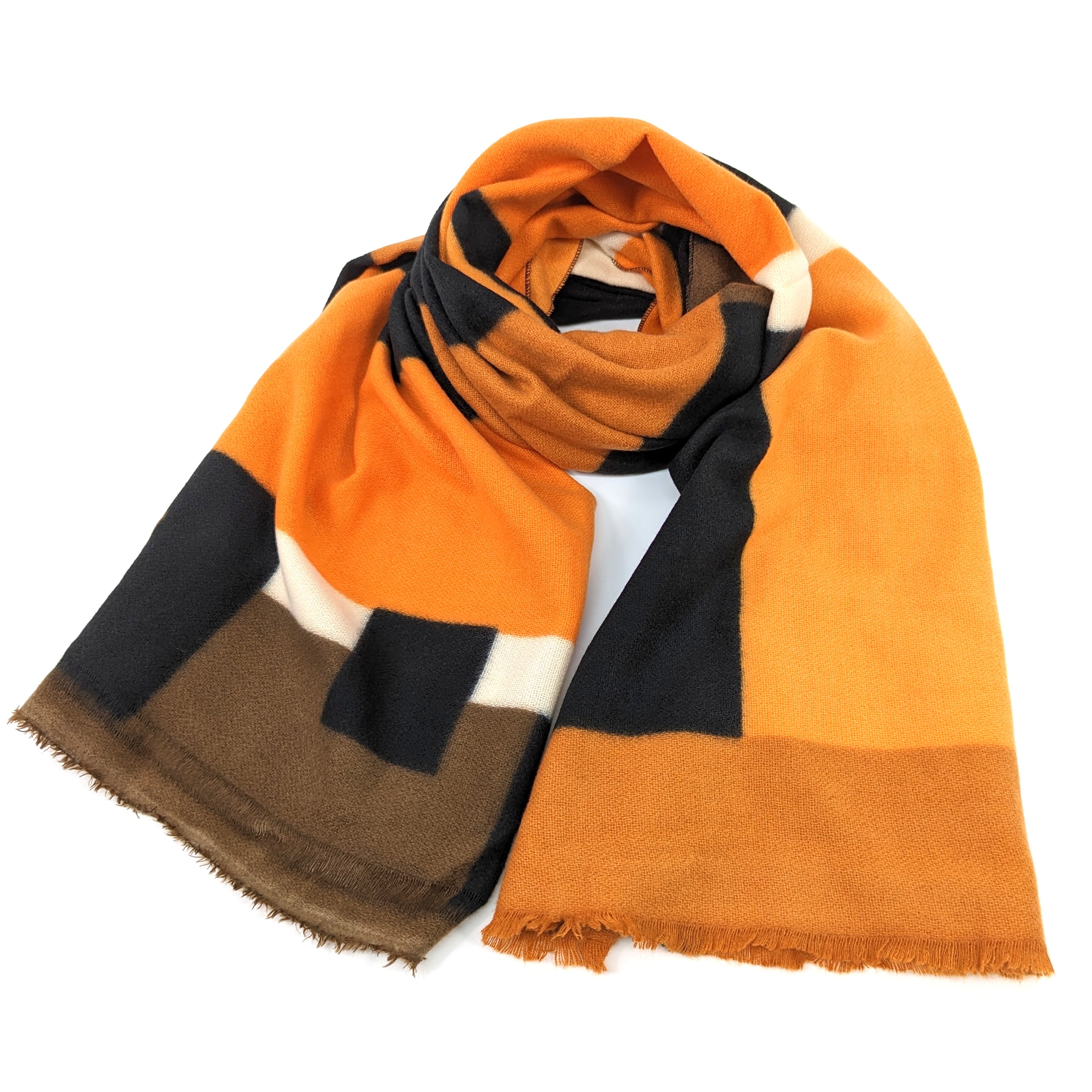 Eix - Colour Block Scarf/Shawl (80x180cm) - Marmalade Orange