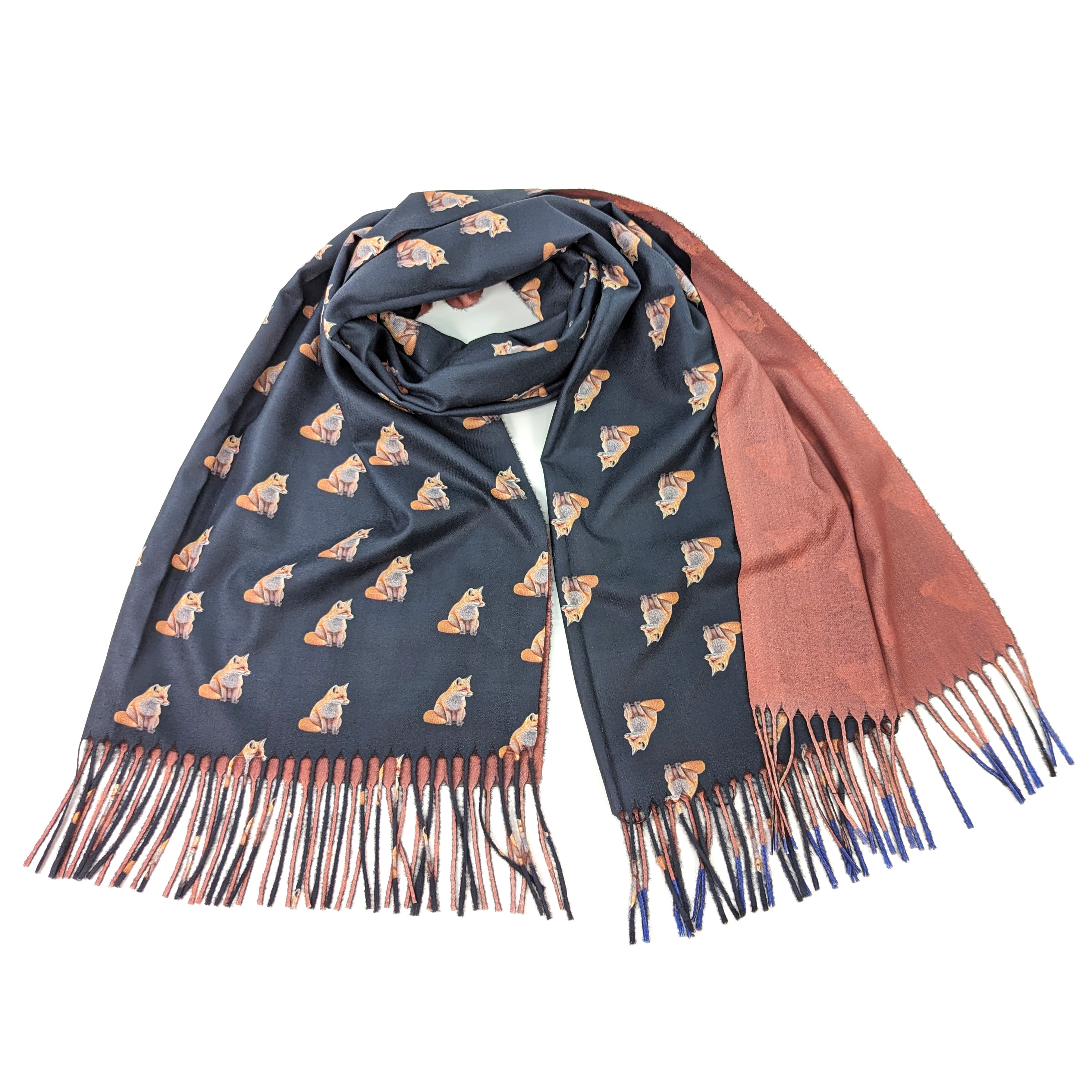 Midnight Fox Pashmina Style Scarf - Exclusive Design (70x180cm)