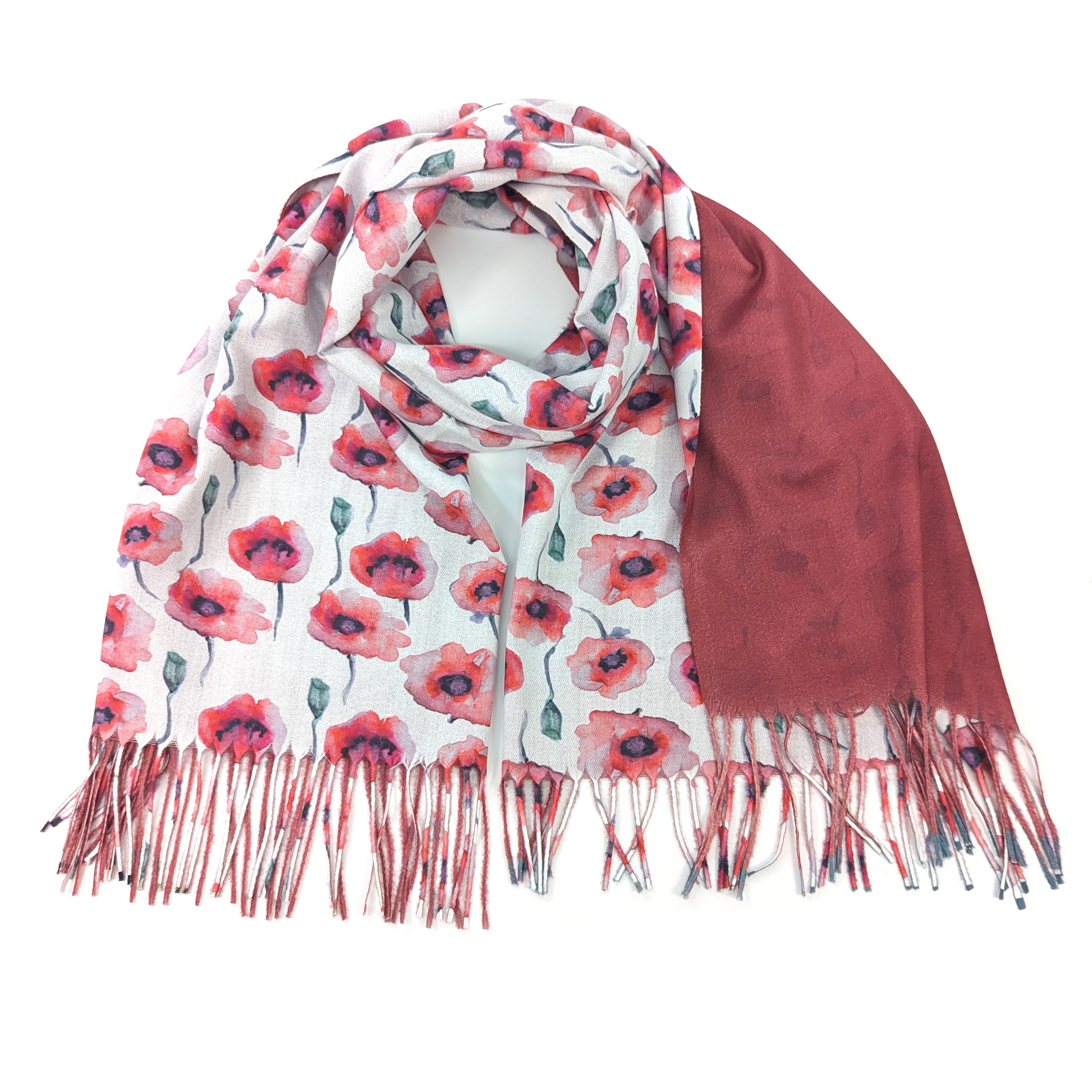 Poppy Field Pashmina Style Scarf - Exclusive Design (70x180cm)