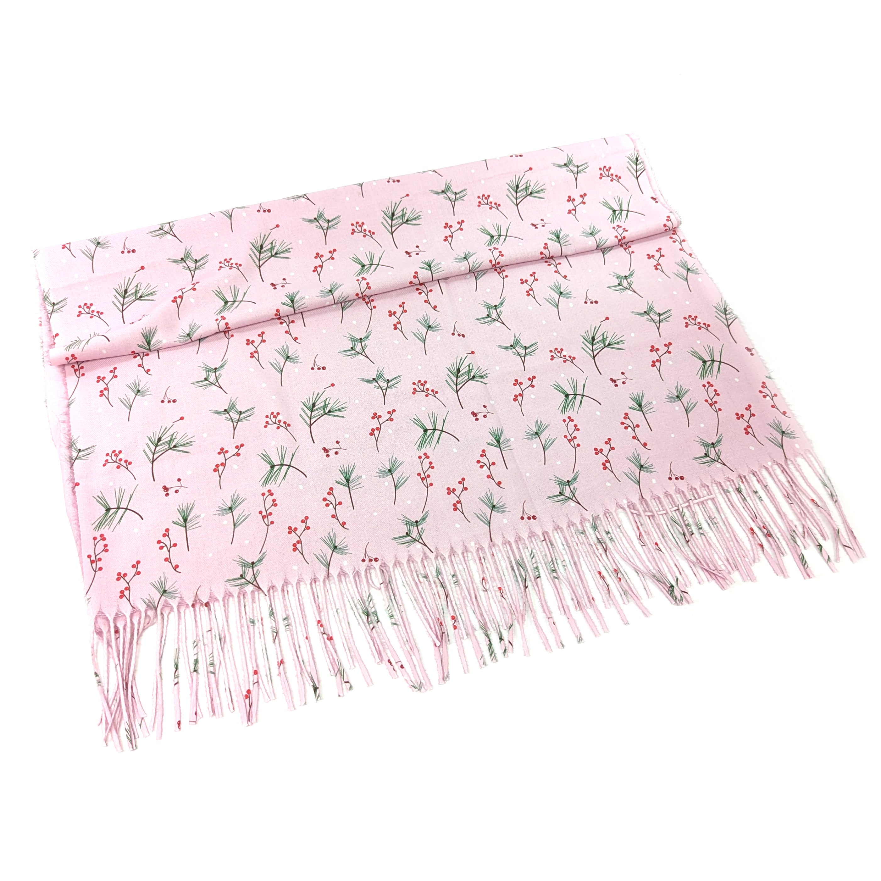 Blush Berry & Fern Pashmina Style Scarf - Exclusive Design (70x180cm)