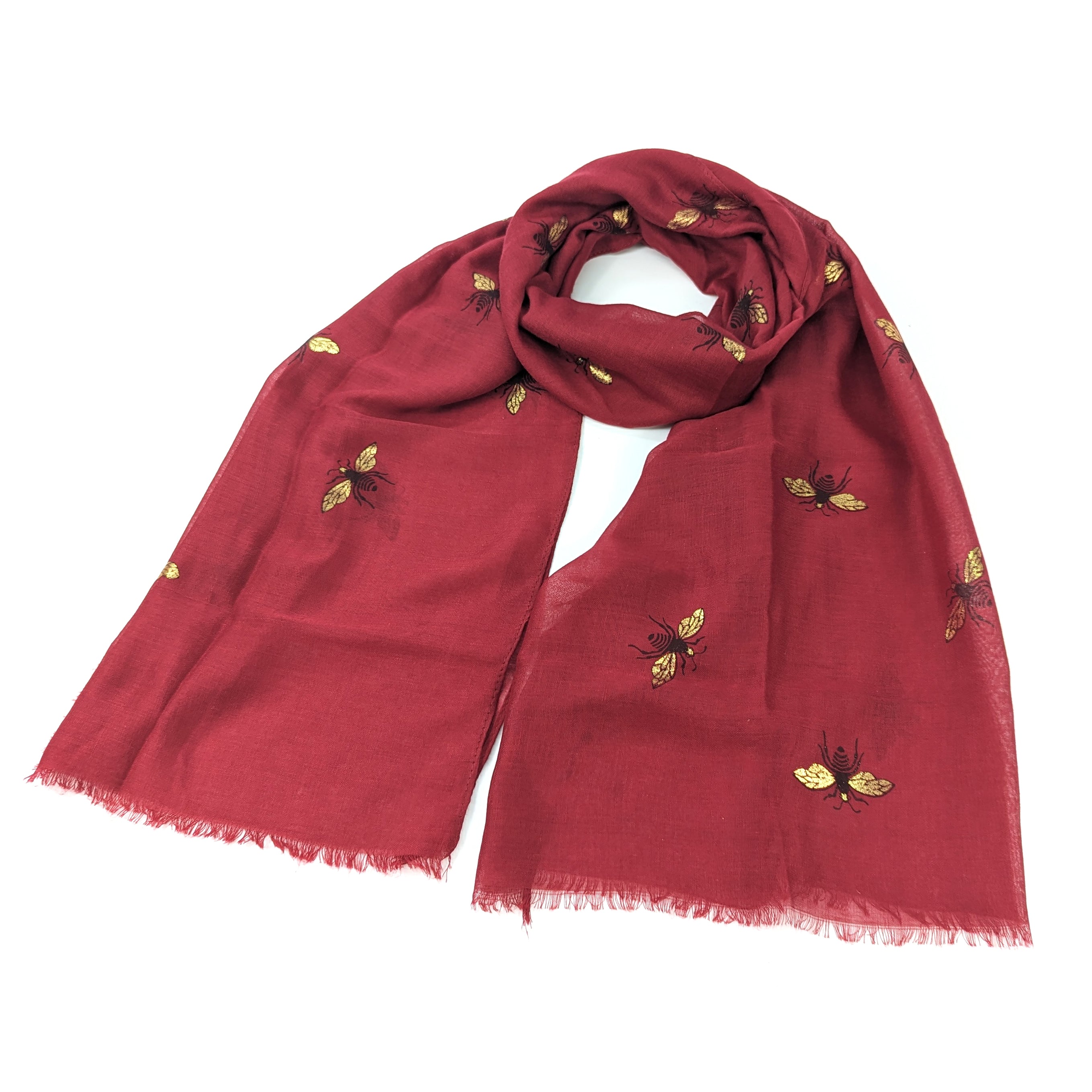 Little Remo - Glitter Bee Scarf - Wine Red (50x180cm)