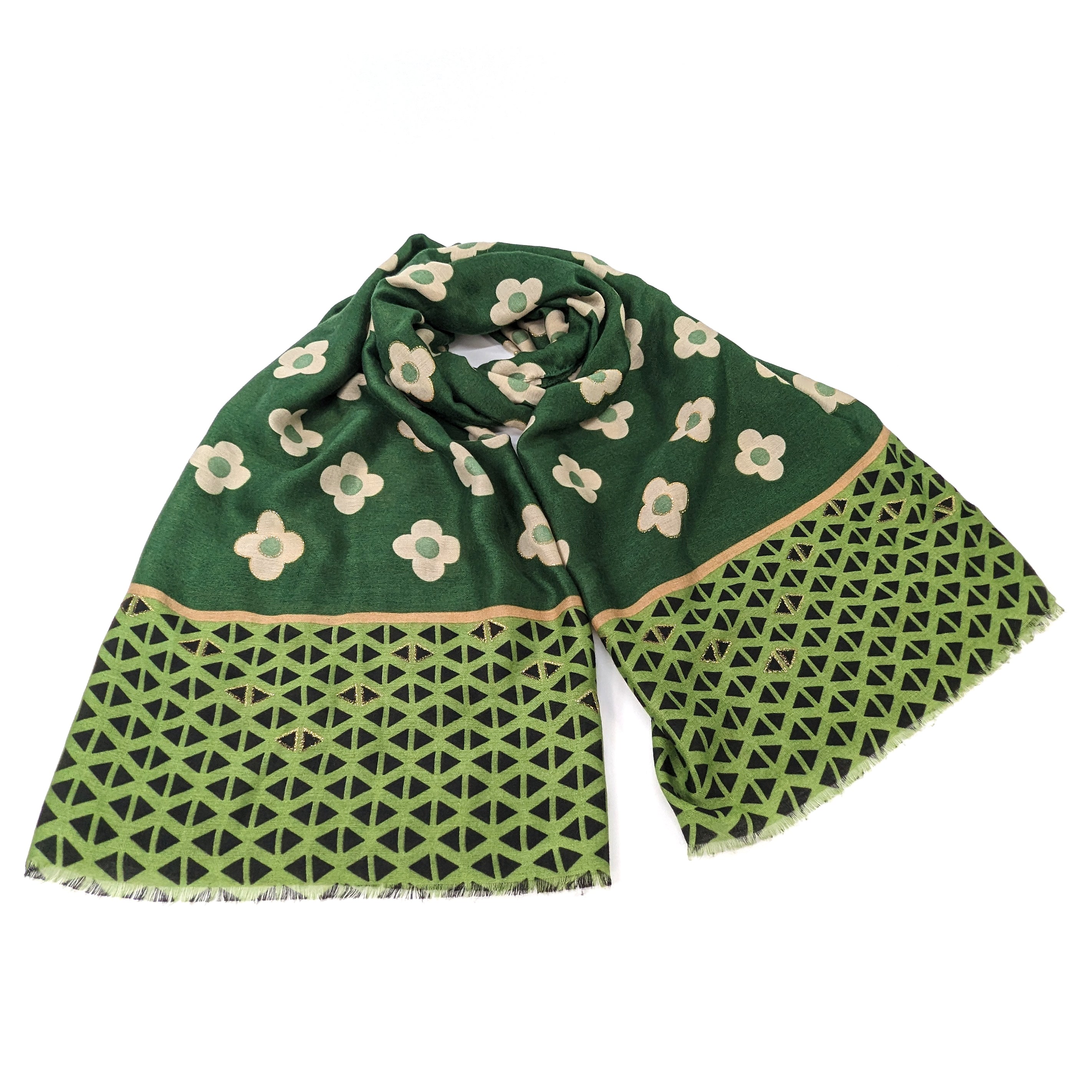 Chloris Flower Scarf - Forest Green (50x180cm)