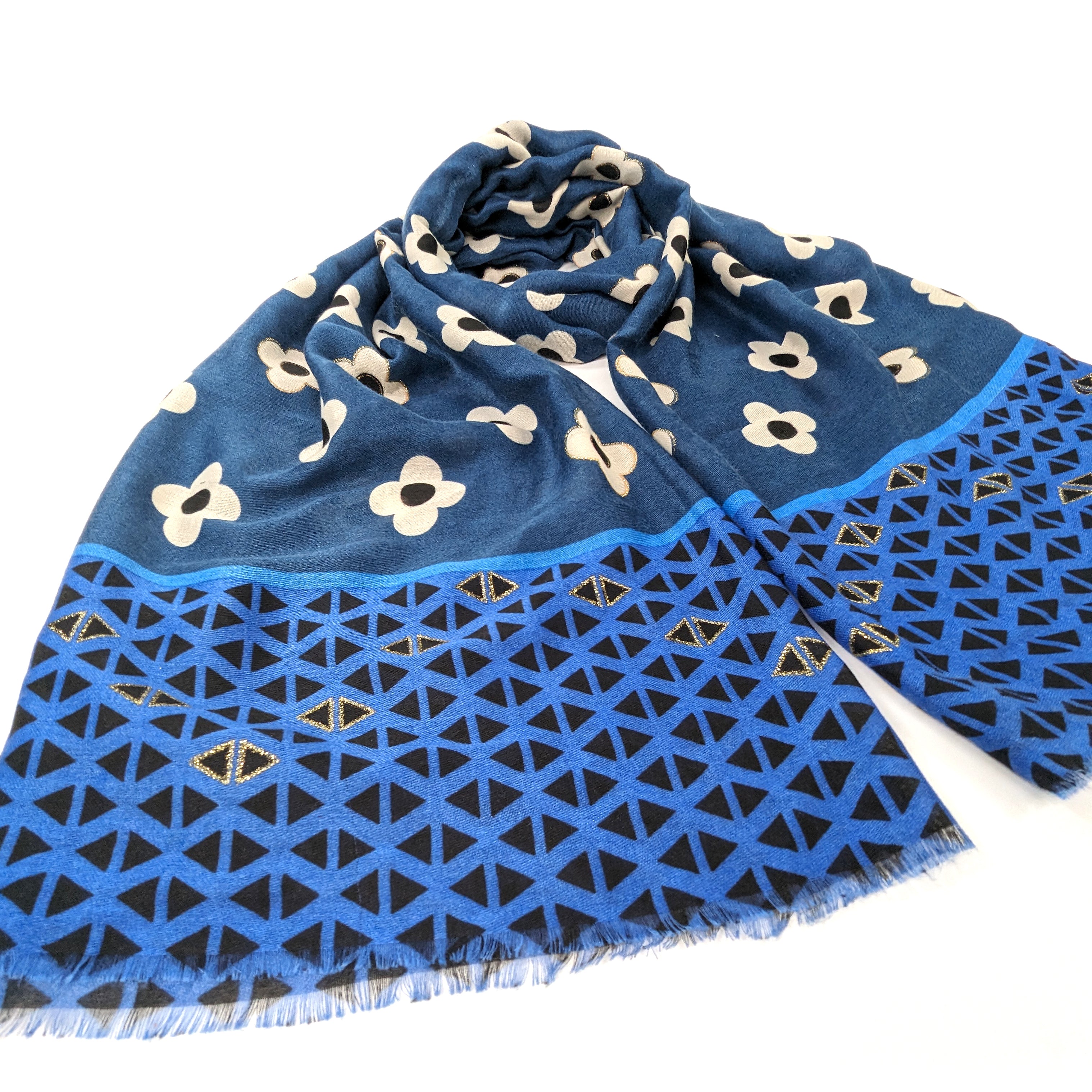 Chloris Flower Scarf - Admiral Blue (50x180cm)