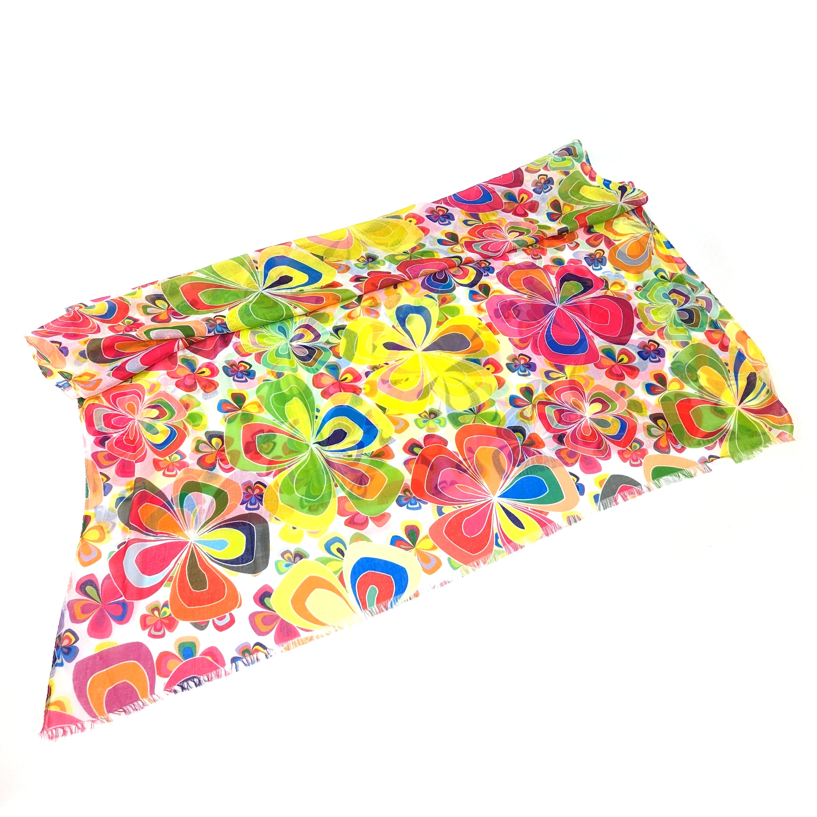 Freya - Retro Flowers Scarf - Multicoloured (50x180cm)