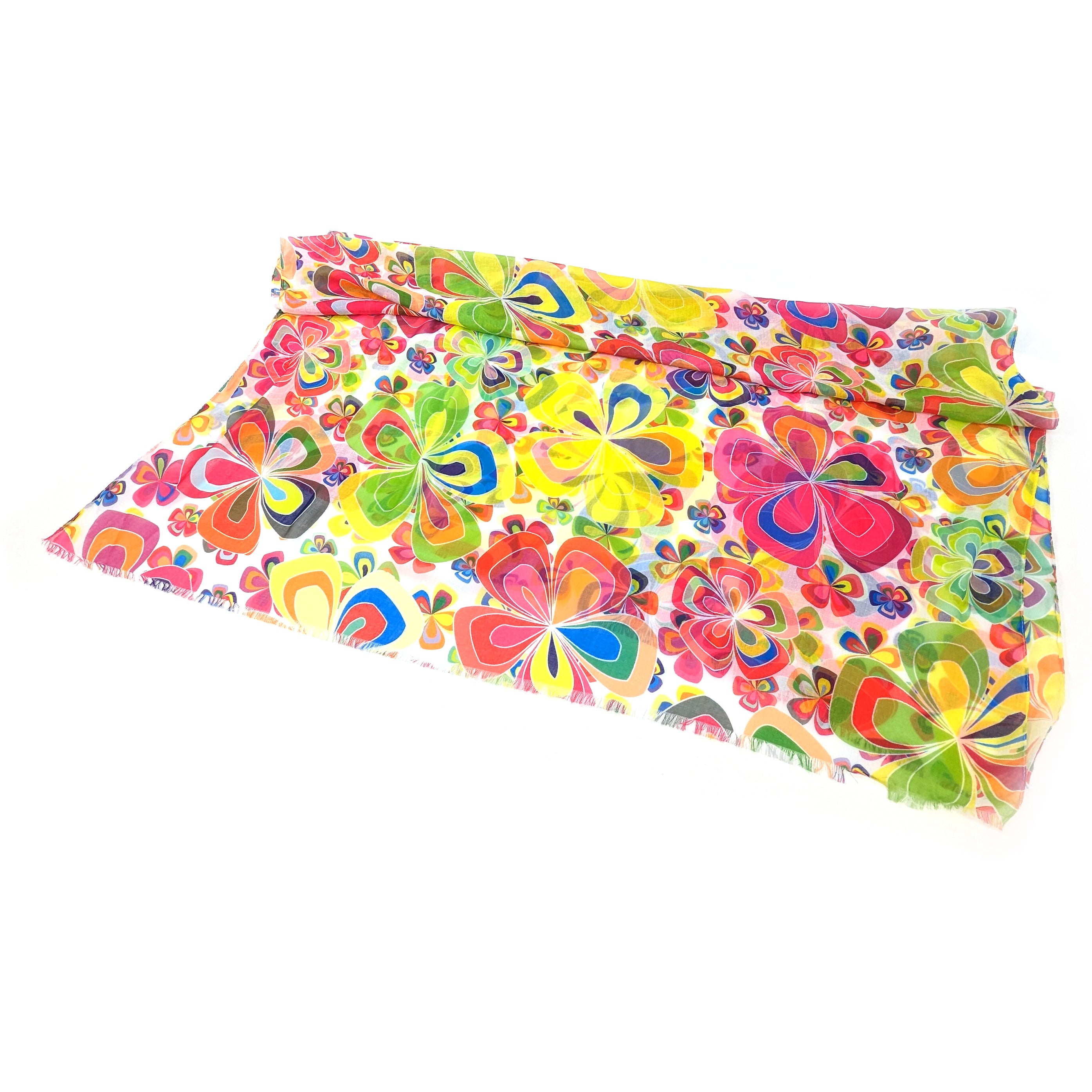 Freya - Retro Flowers Scarf - Multicoloured (50x180cm)