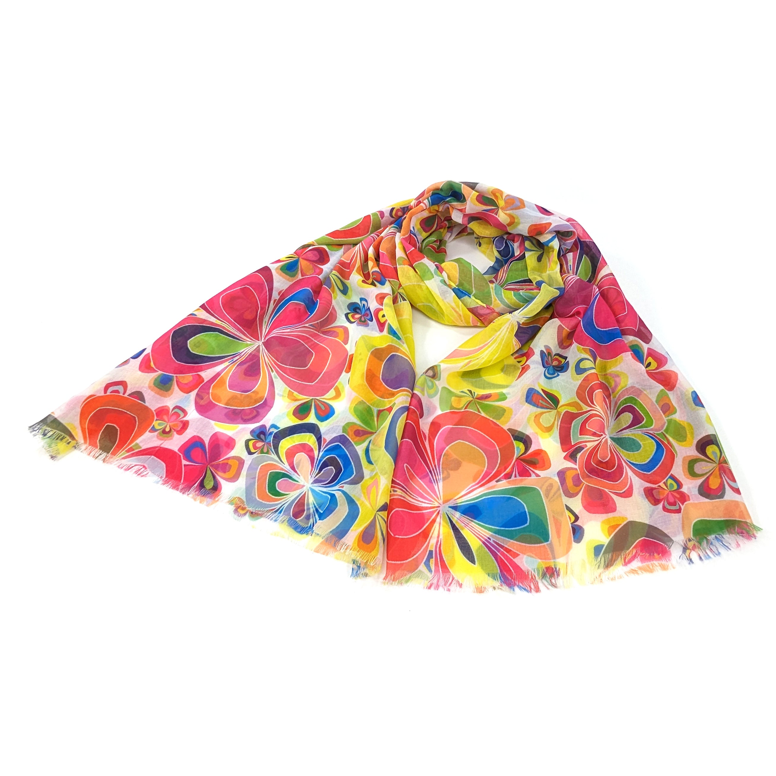 Freya - Retro Flowers Scarf - Multicoloured (50x180cm)