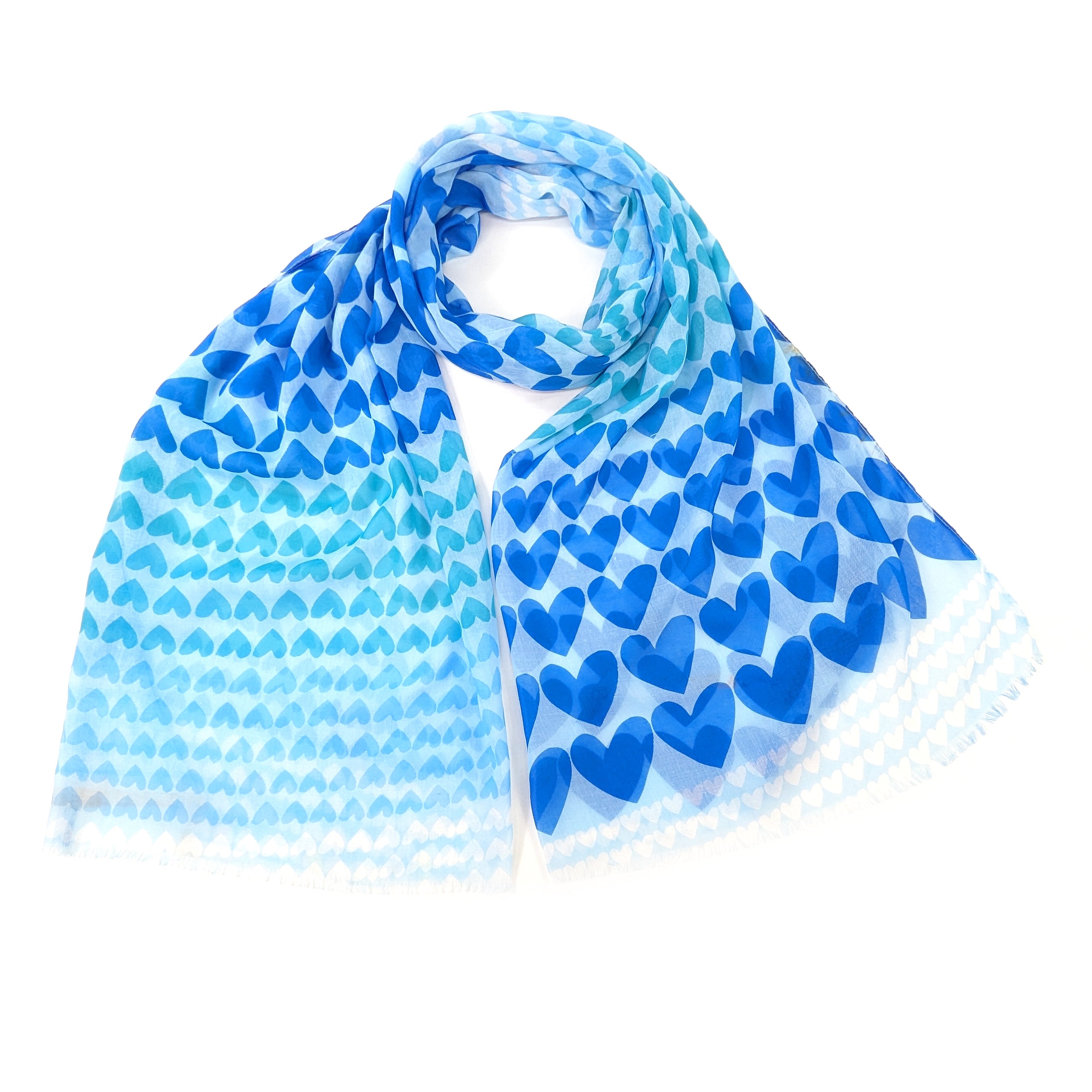 Hestia - Gradient Heart Scarf - Ocean Blue (50x180cm)