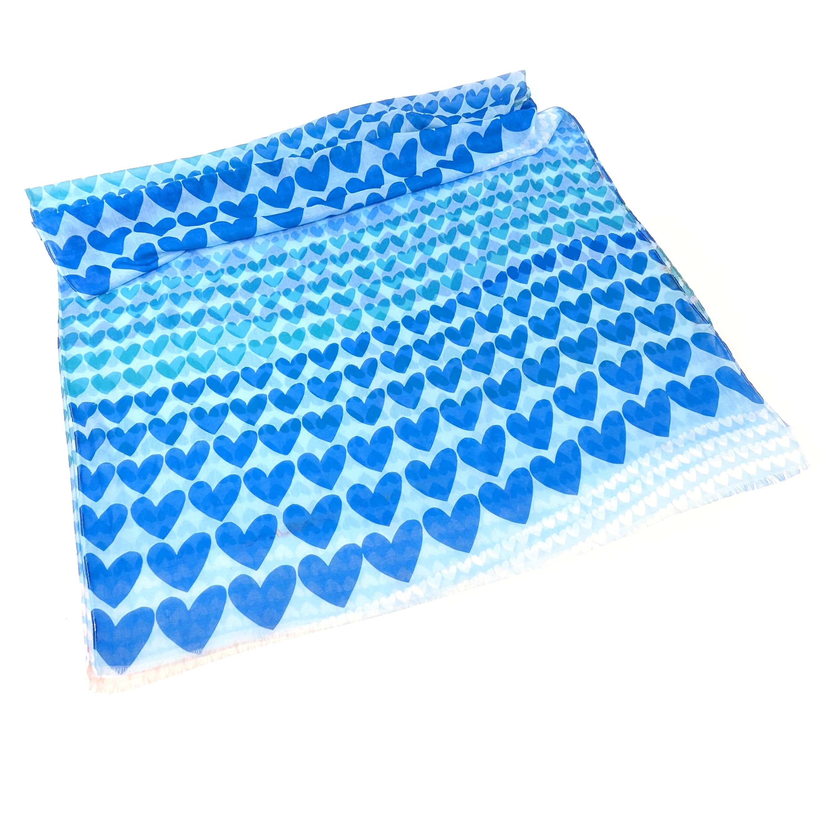 Hestia - Gradient Heart Scarf - Ocean Blue (50x180cm)