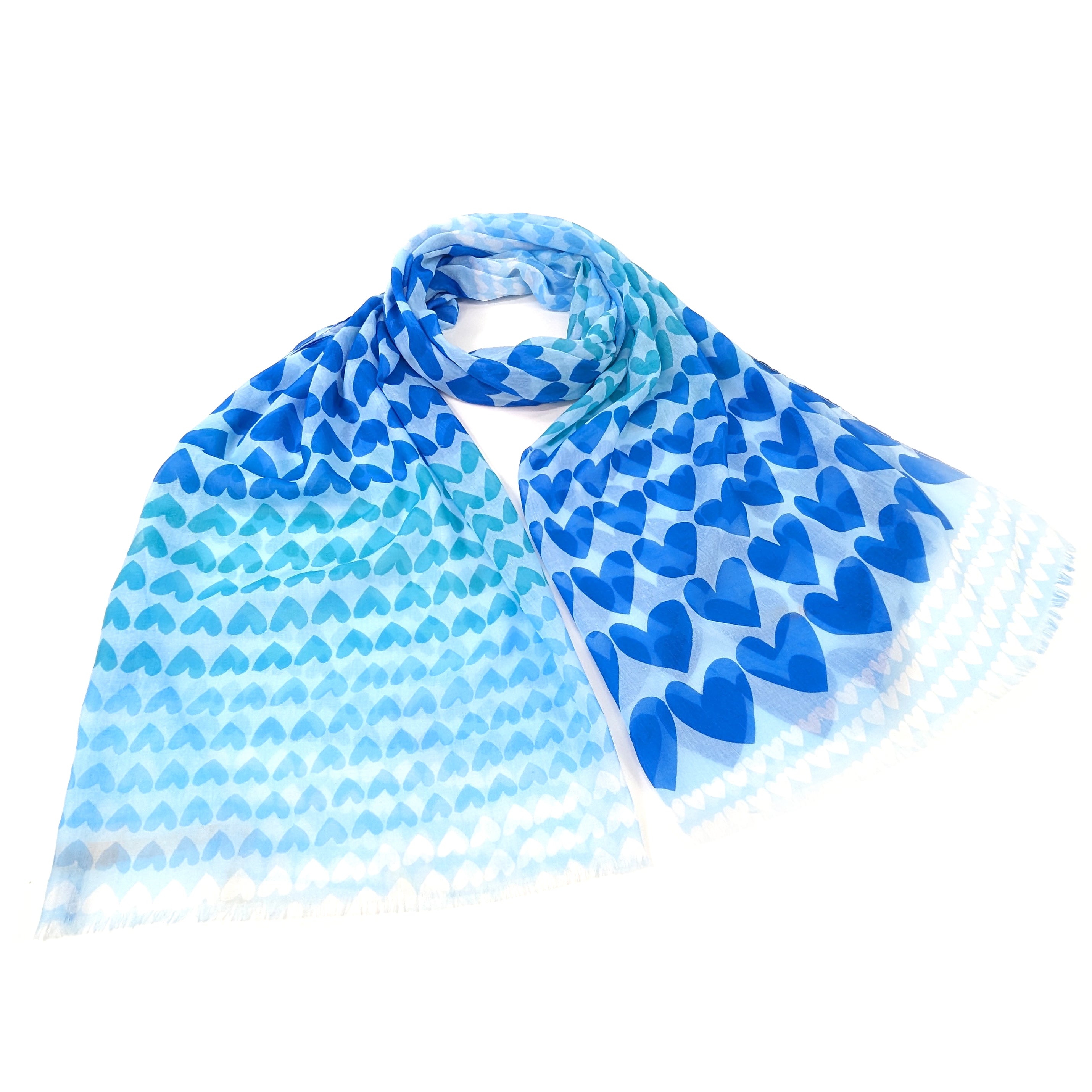 Hestia - Gradient Heart Scarf - Ocean Blue (50x180cm)