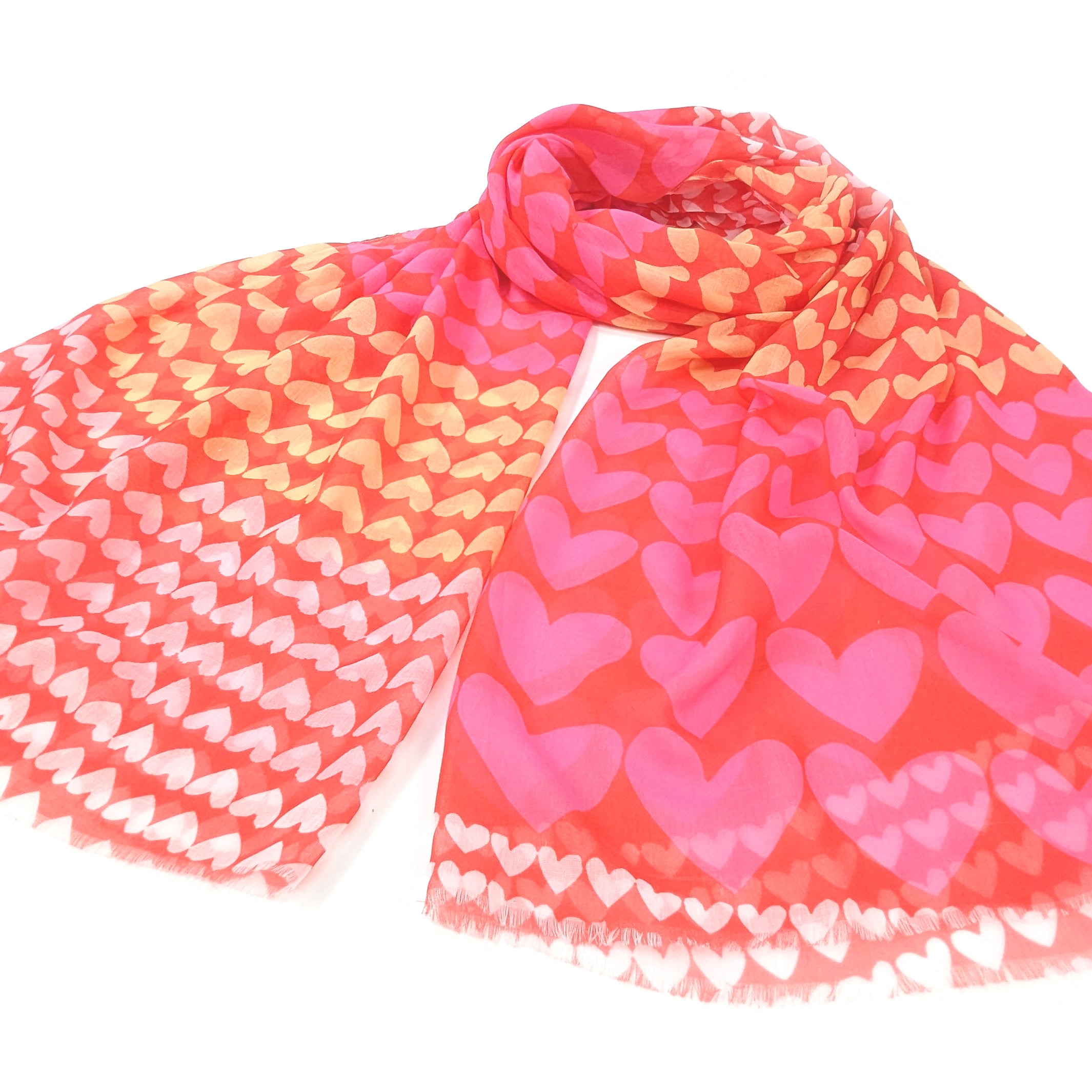 Hestia - Gradient Heart Scarf -Primrose Pink (50x180cm)