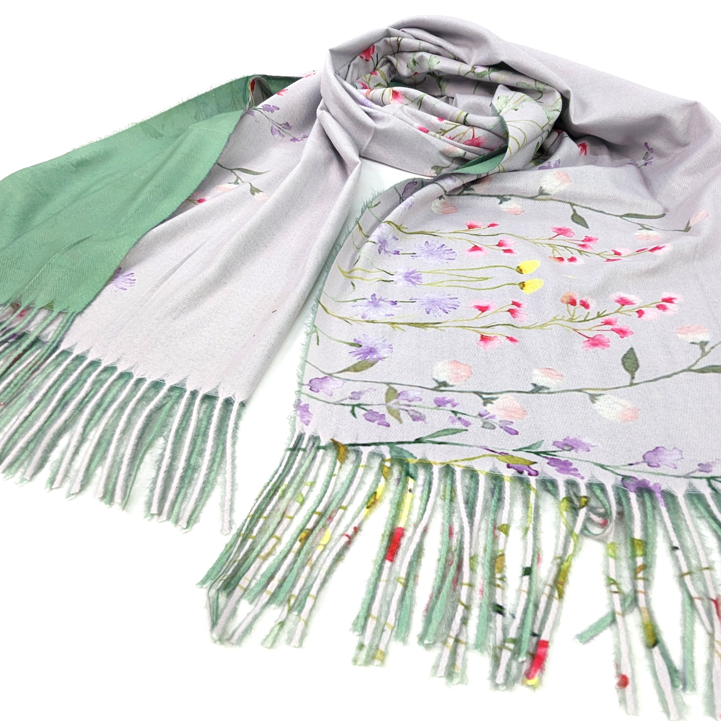 Écharpe de style Pashmina avec bordure de jardin sauvage - Design exclusif (70x180cm)