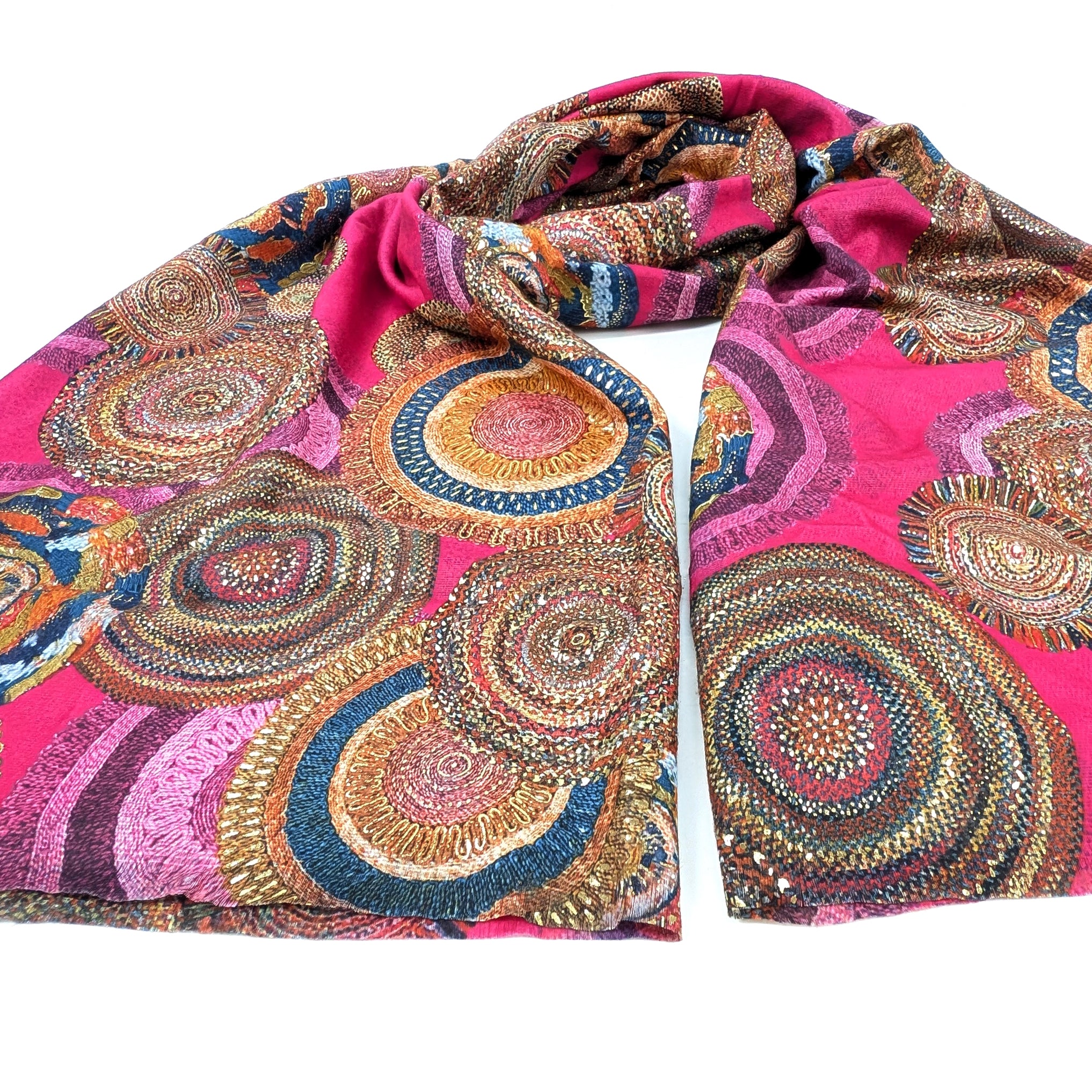 Sofia - Foil Circles Scarf (70x180cm) - Pink