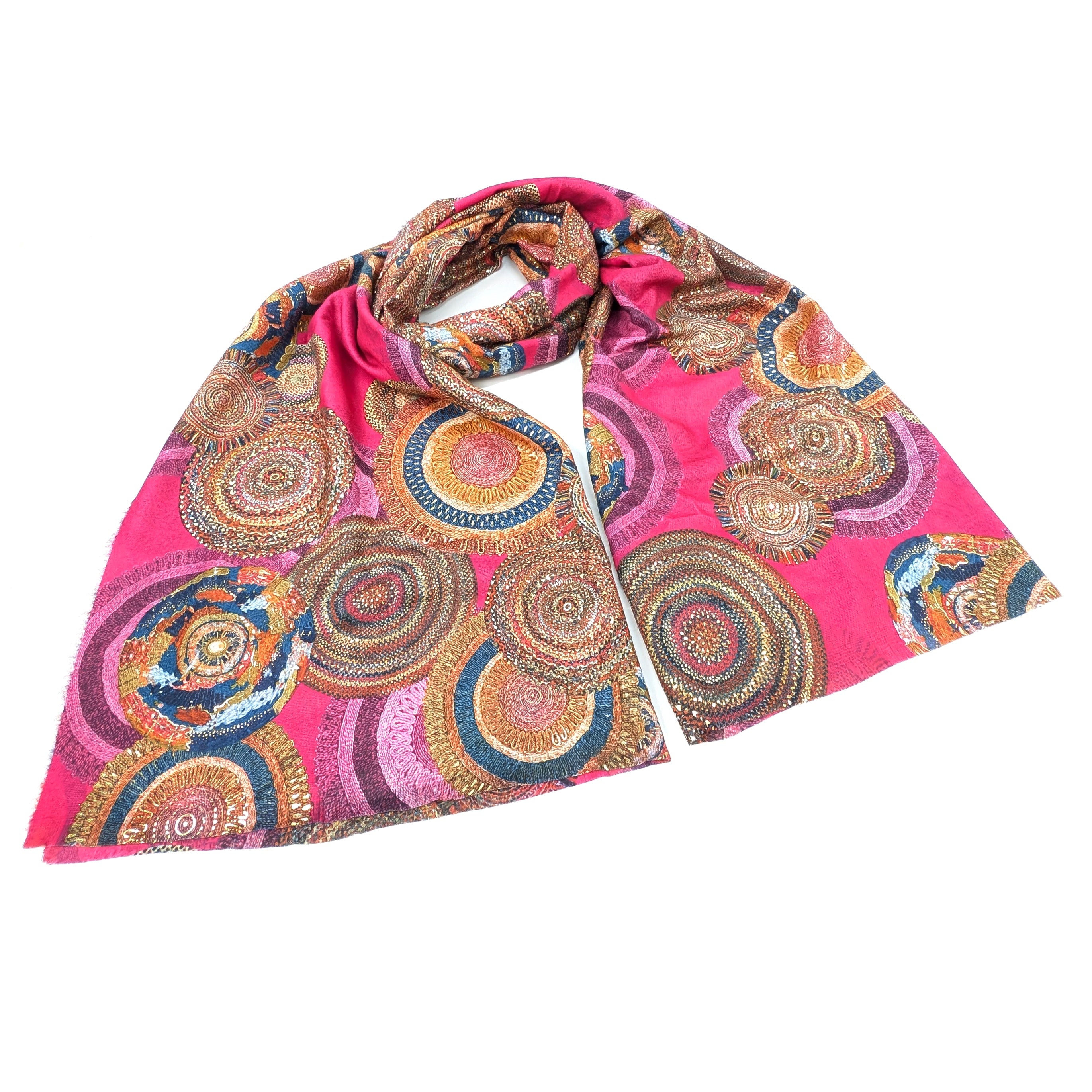 Sofia - Foil Circles Scarf (70x180cm) - Pink