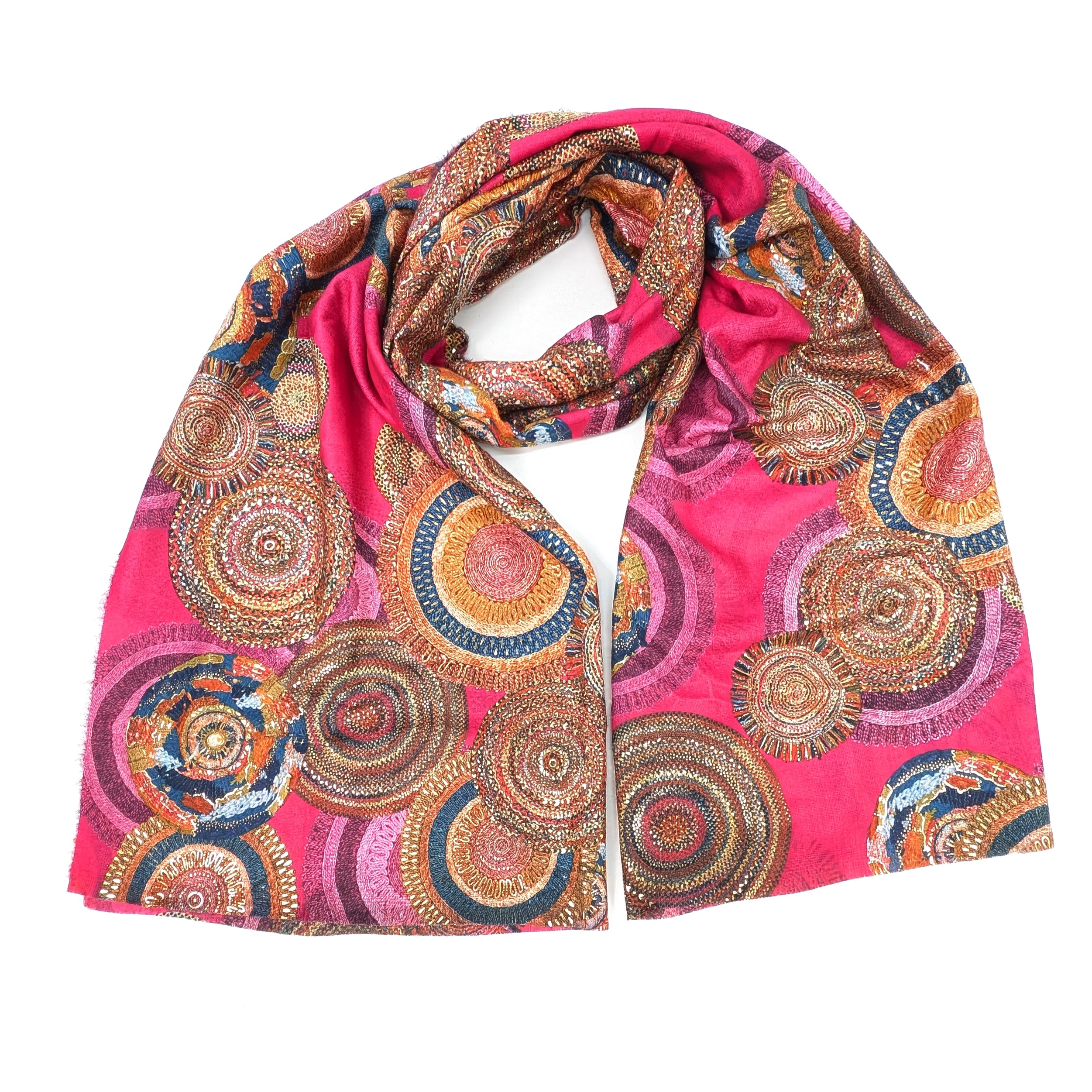 Sofia - Foil Circles Scarf (70x180cm) - Pink