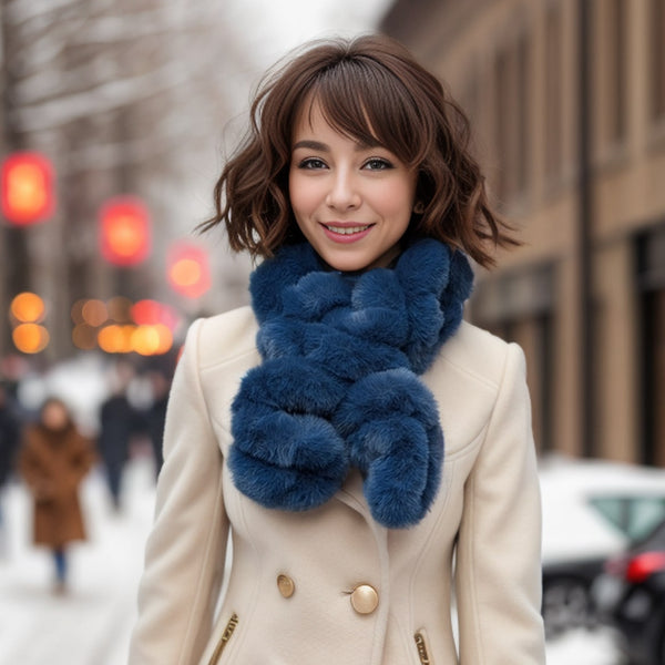 Faux Fur Corkscrew Collar - Teal
