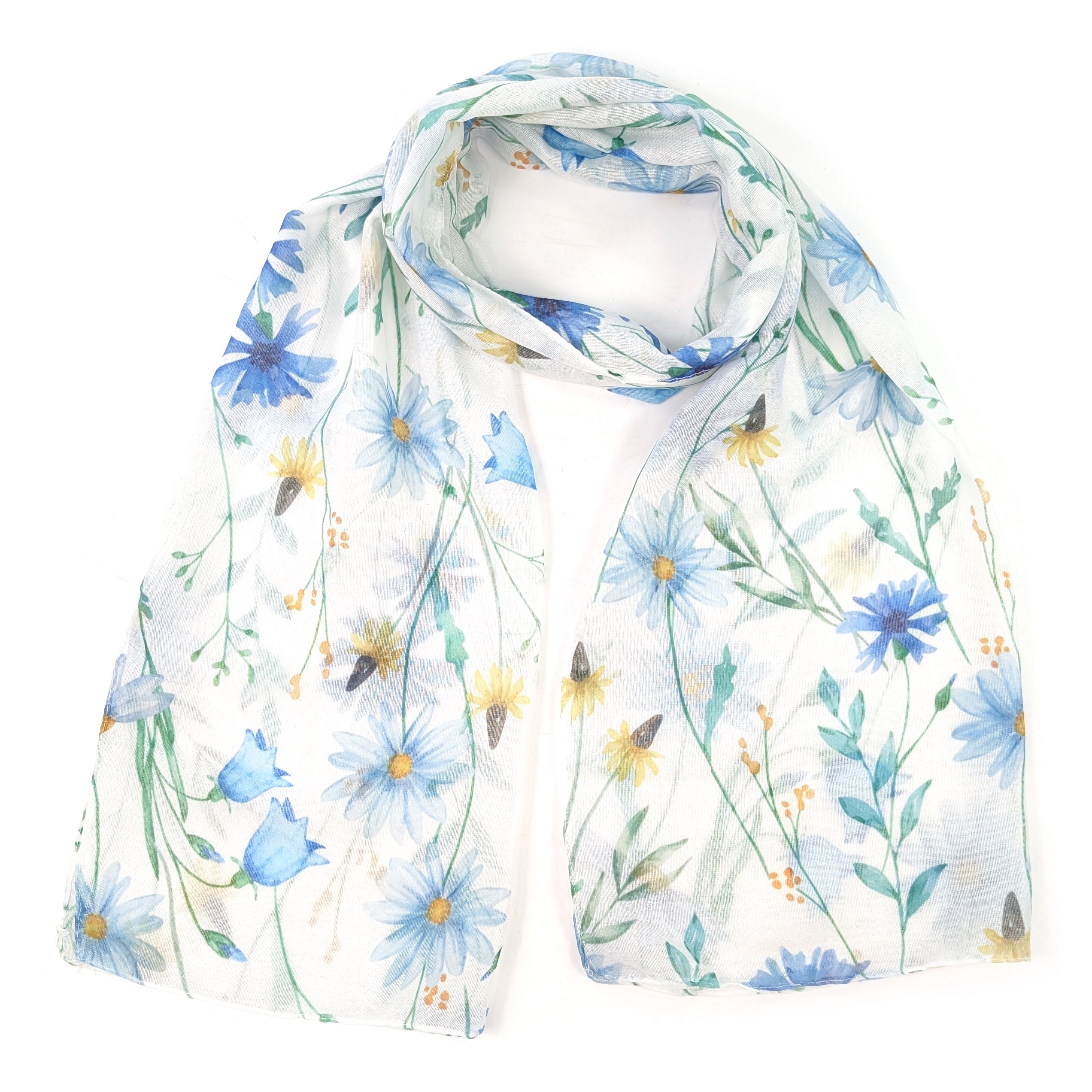 Blue Cornflower Scarf (50x180cm) - Exclusive Design