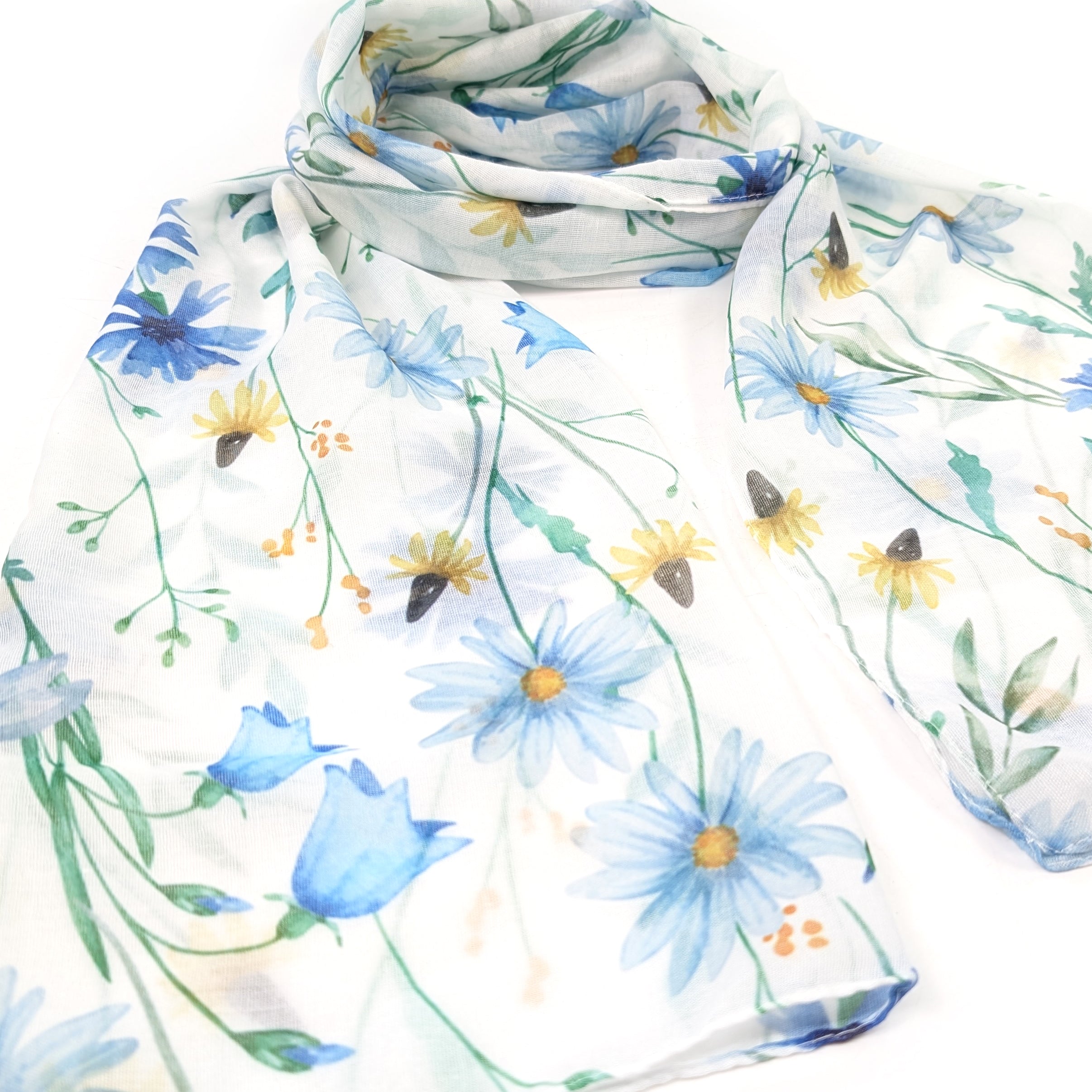 Blue Cornflower Scarf (50x180cm) - Exclusive Design