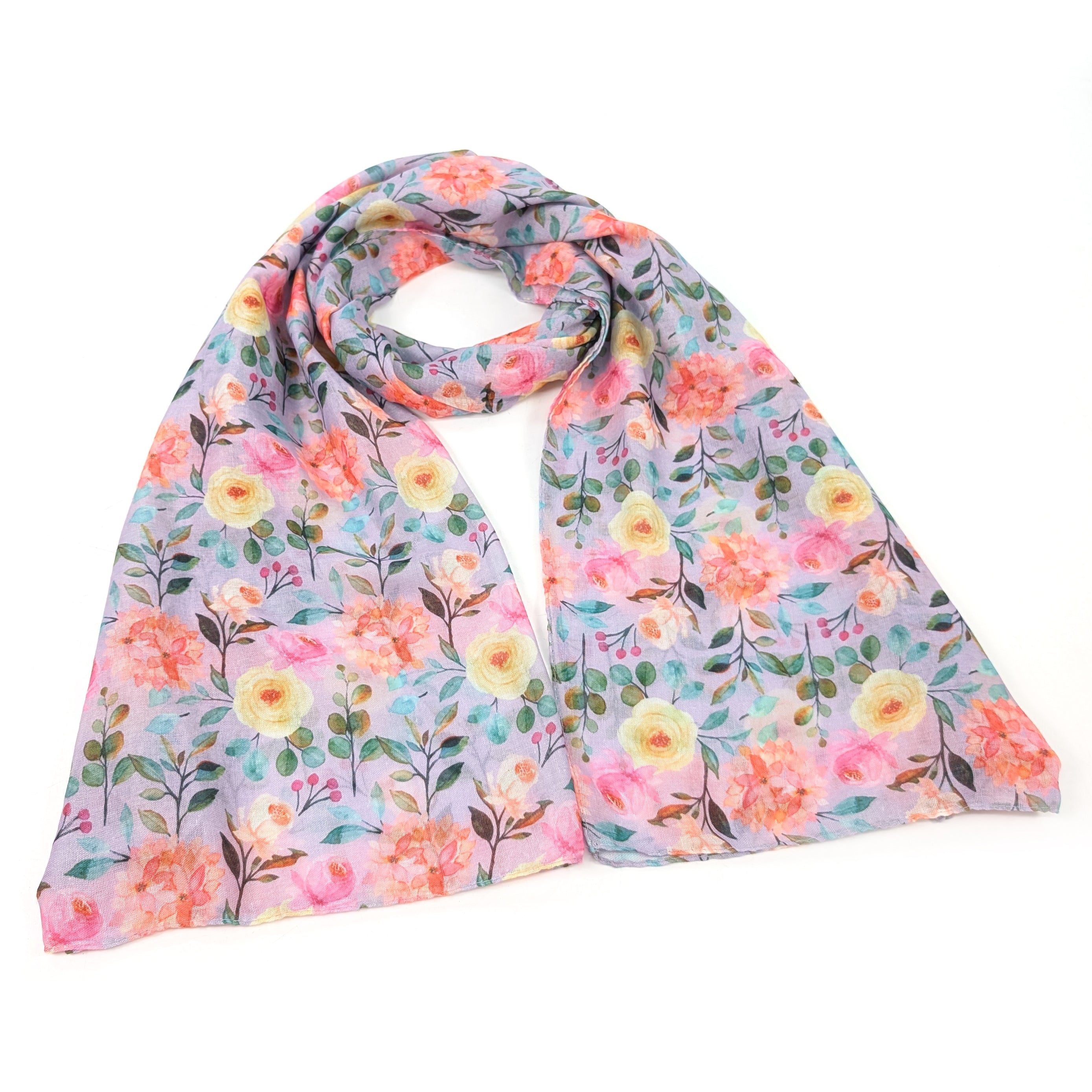 Lilac Floral Scarf (50x180cm) - Exclusive Design