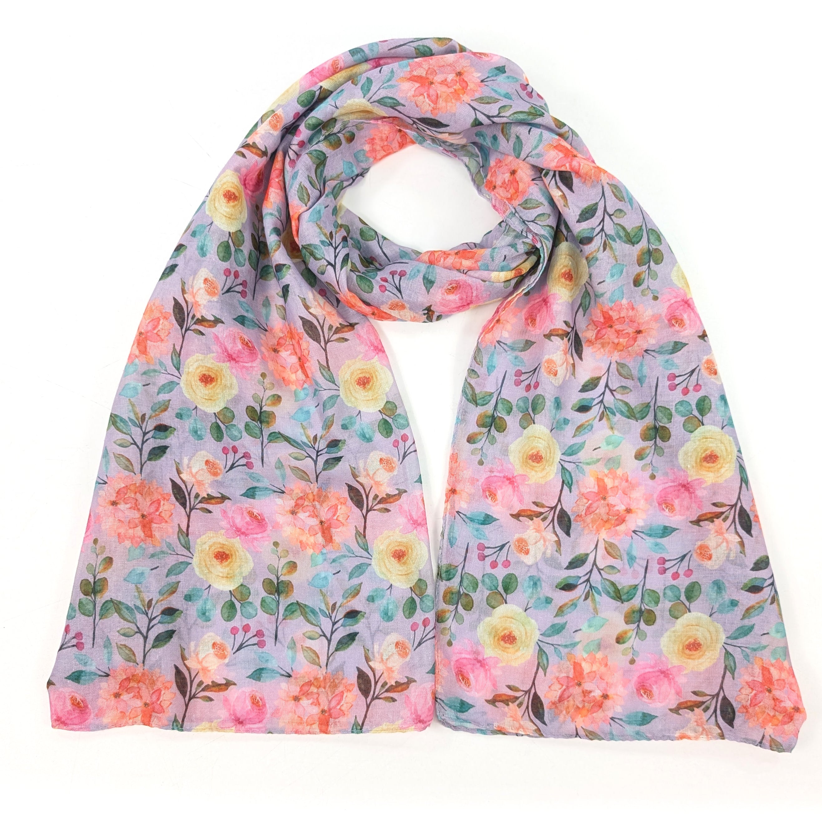 Lilac Floral Scarf (50x180cm) - Exclusive Design