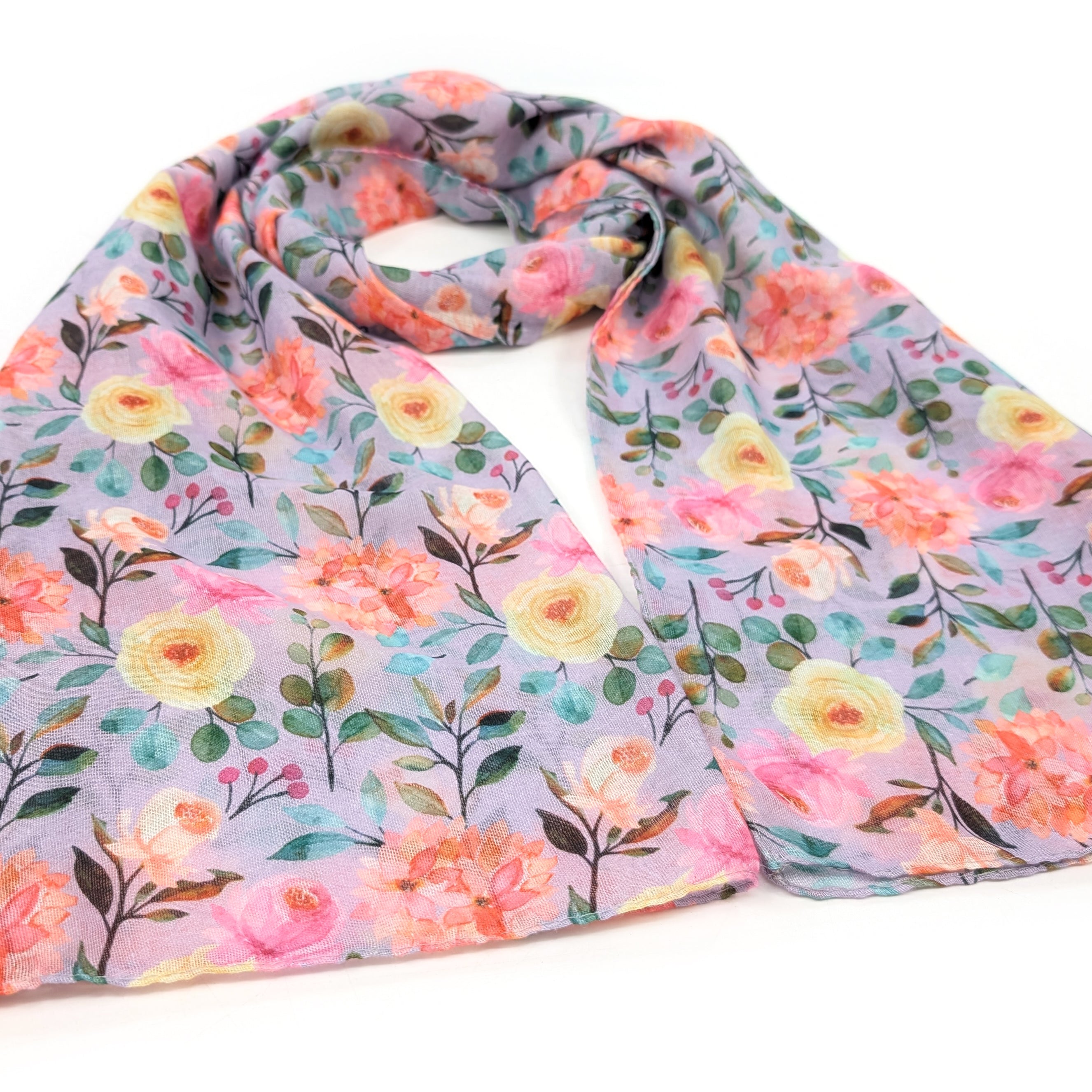 Lilac Floral Scarf (50x180cm) - Exclusive Design