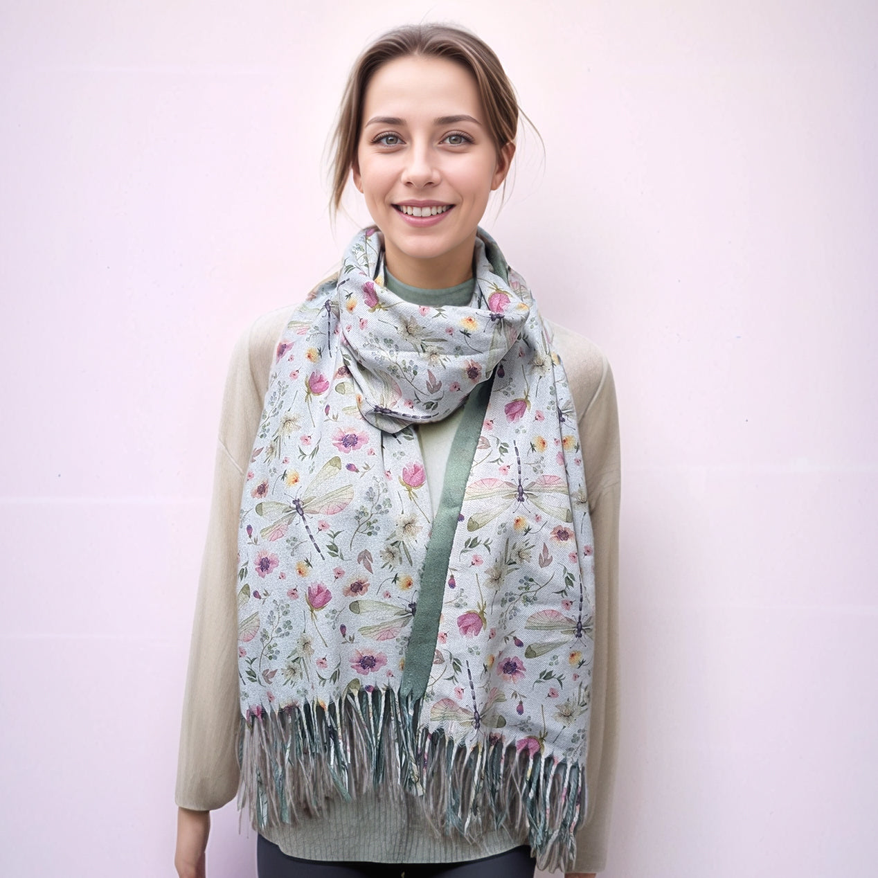 Pastel Dragonfly Pashmina (70x180cm) - Exclusive Design