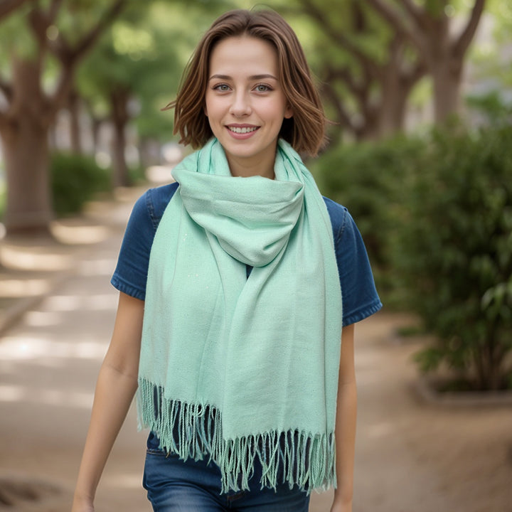 Sparkly Petra Pashmina Scarf (70x180cm) - Aqua
