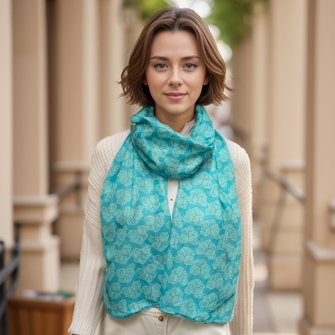 Green Tree of Life Scarf (50x180cm) - Exclusive Design