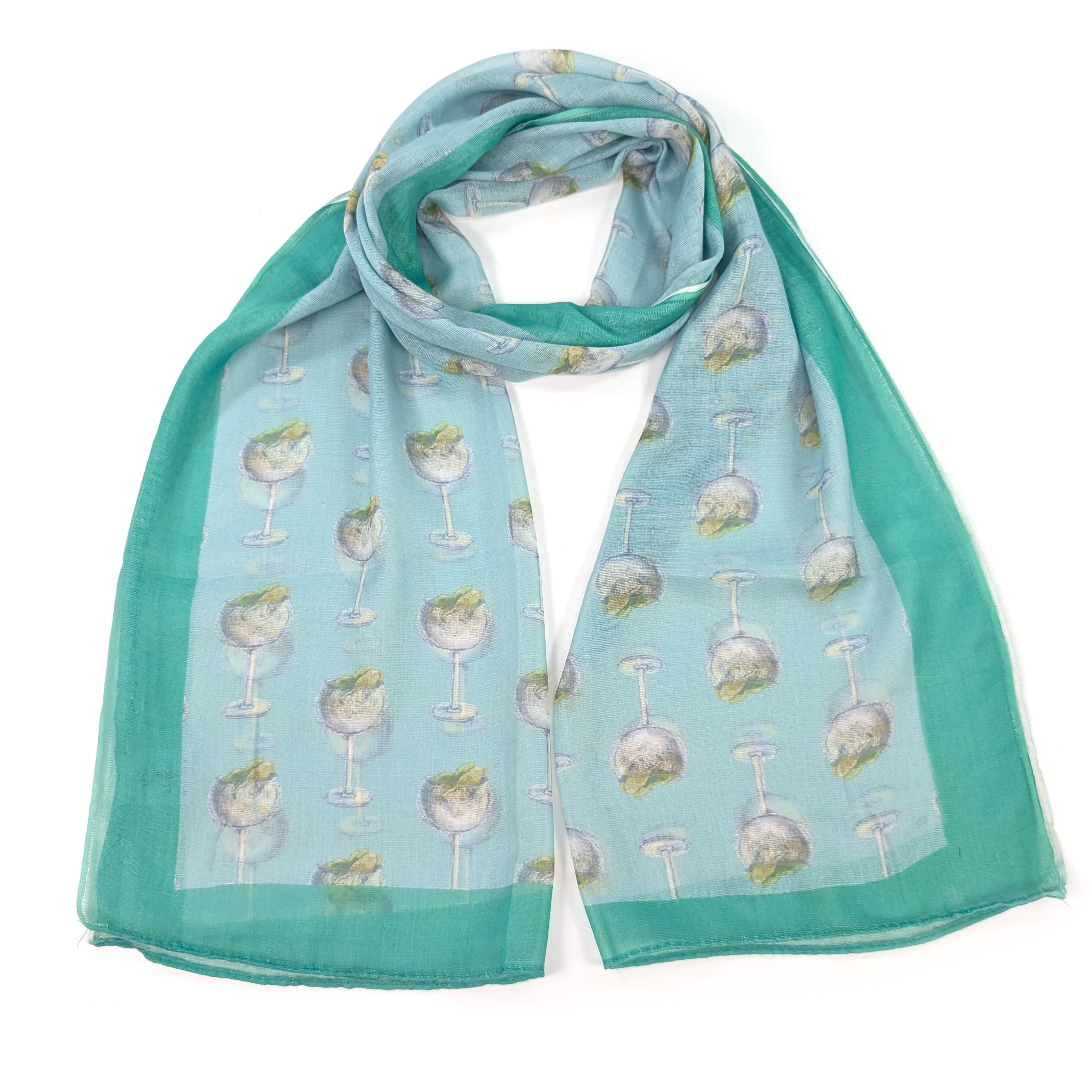 Green Gin & Tonic Scarf (50x180cm) - Exclusive Design