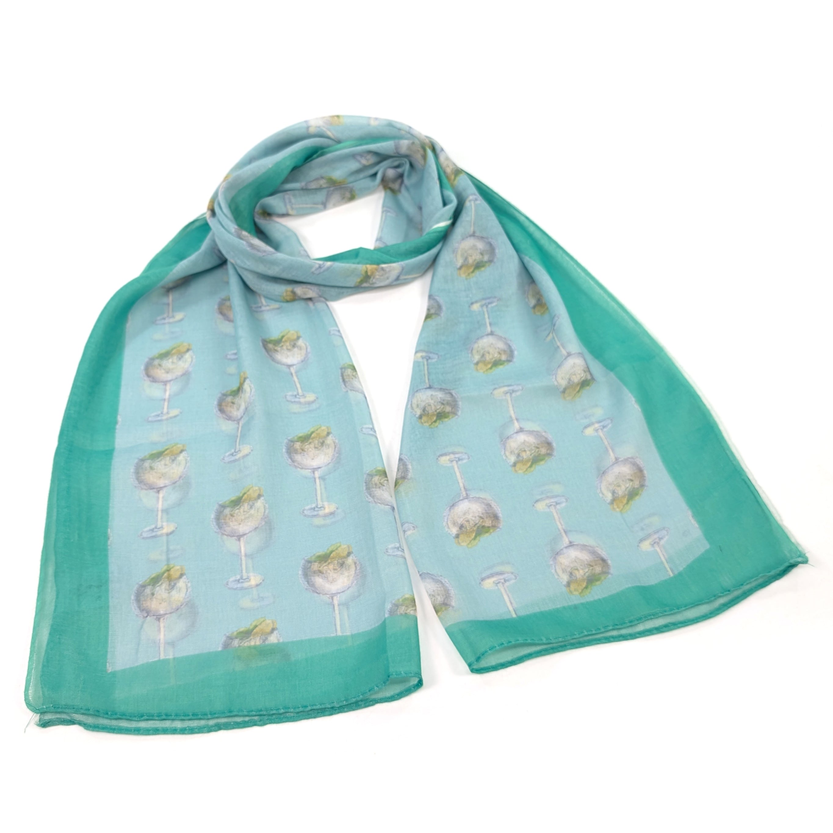 Green Gin & Tonic Scarf (50x180cm) - Exclusive Design