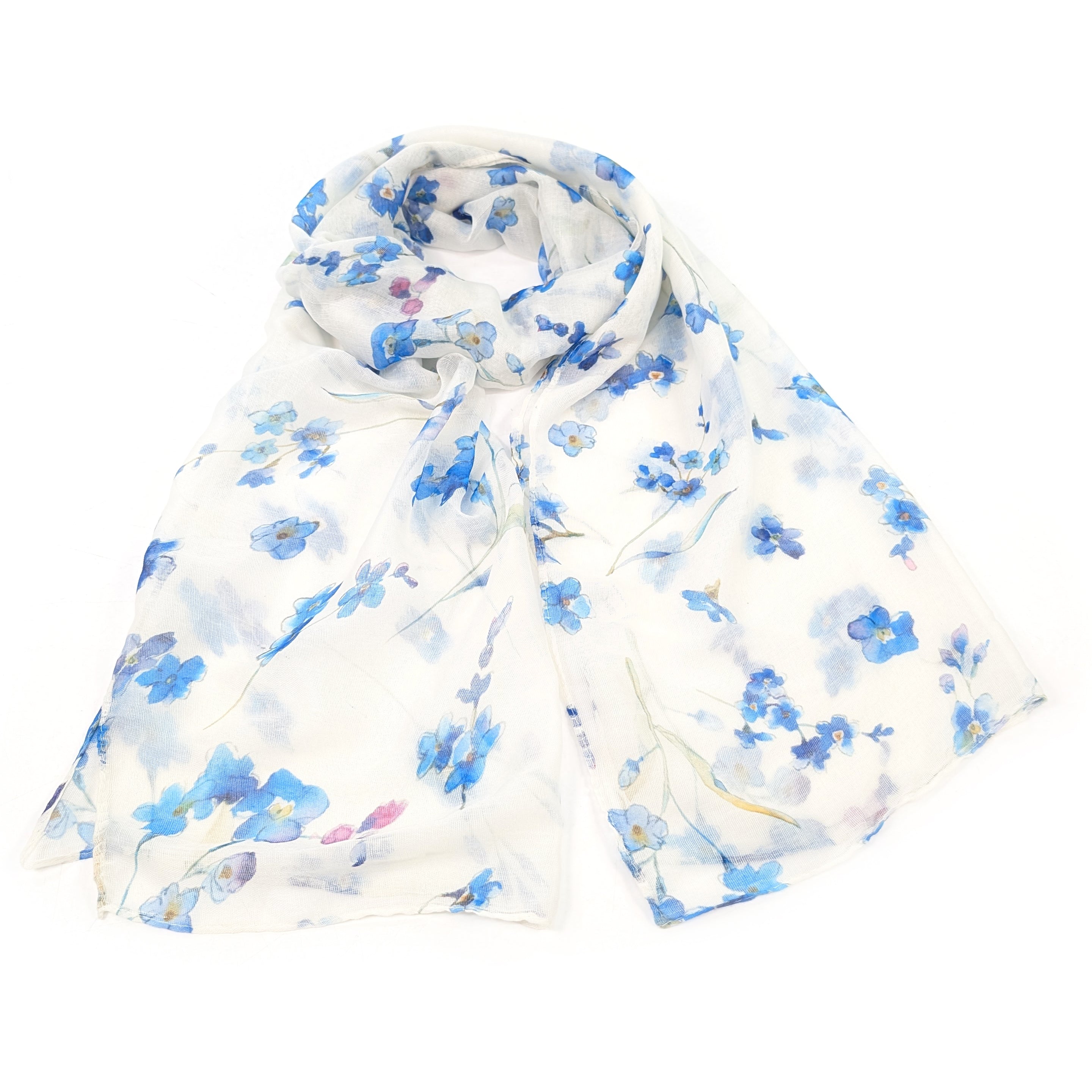 White Forget-Me-Not Scarf (50x180cm) - Exclusive Design