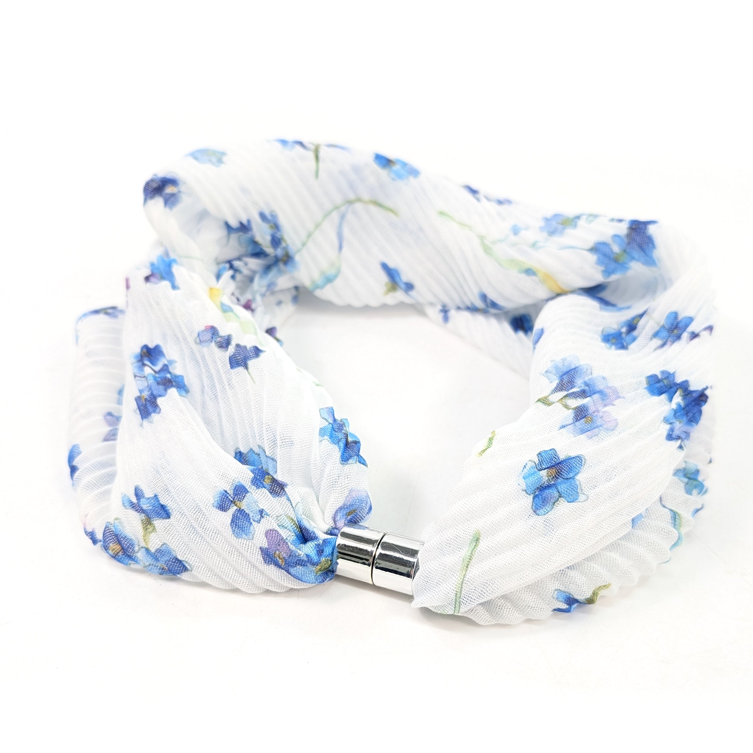 White Forget-Me-Not Magnetic Scarf - Exclusive Design