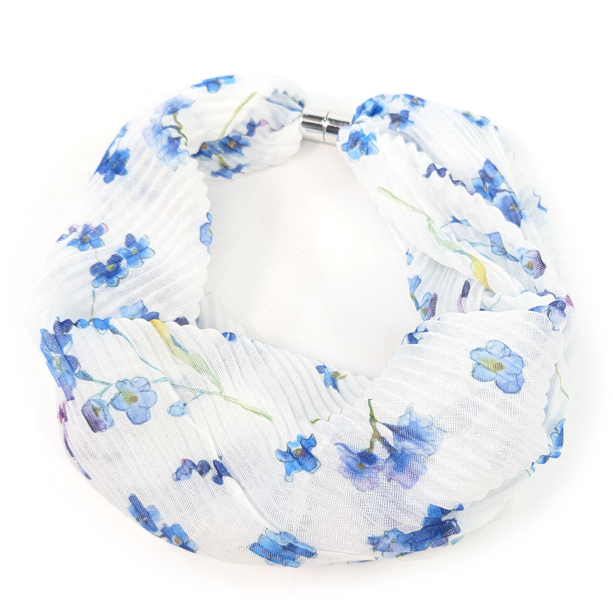 White Forget-Me-Not Magnetic Scarf - Exclusive Design