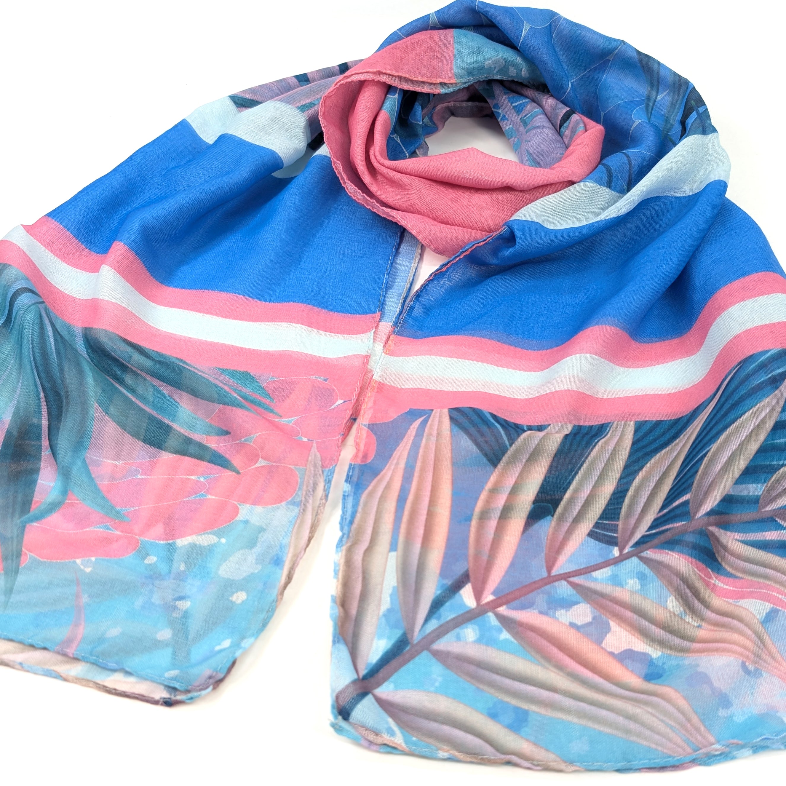 Tropical Block Colour Scarf (50x180cm) - Blue