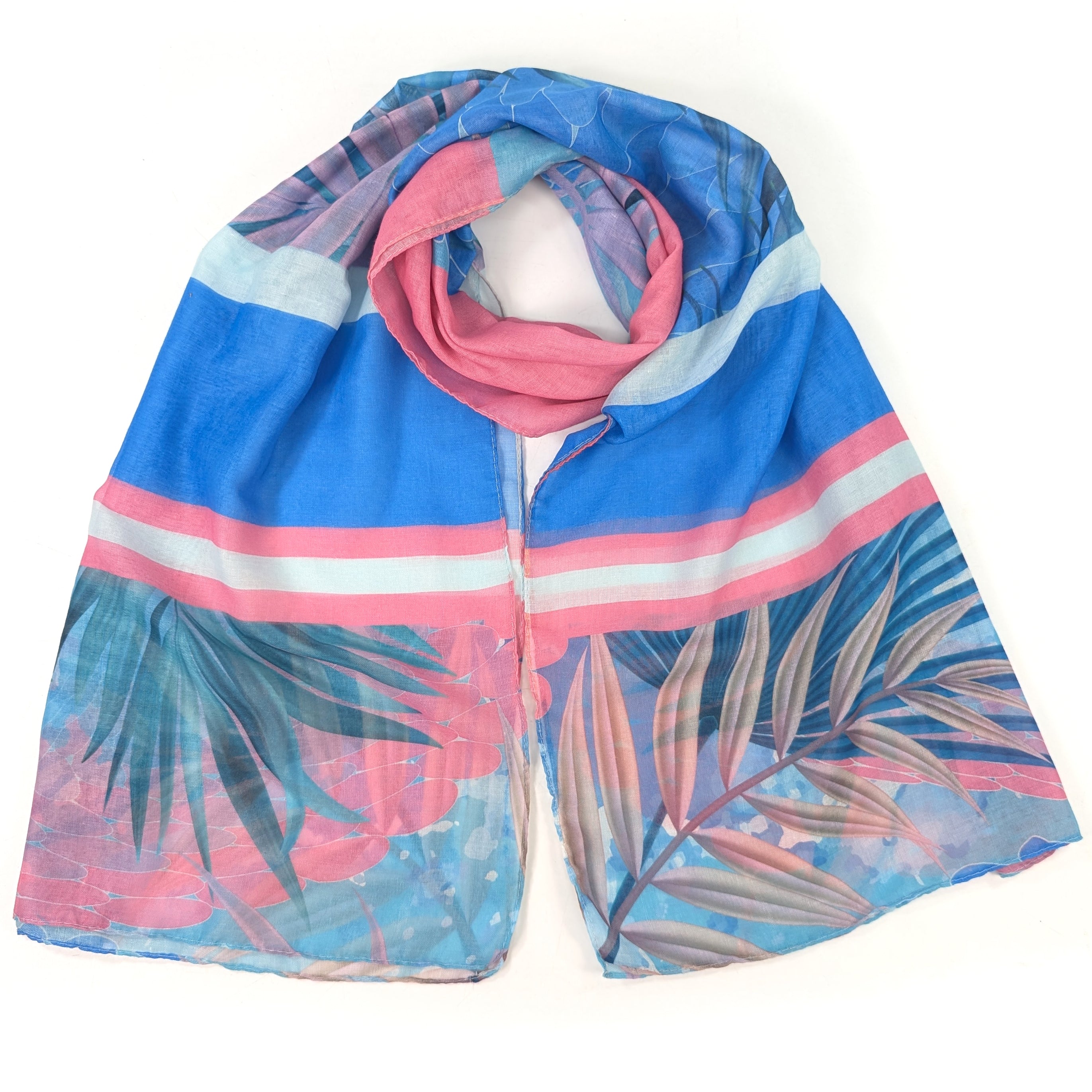 Tropical Block Colour Scarf (50x180cm) - Blue