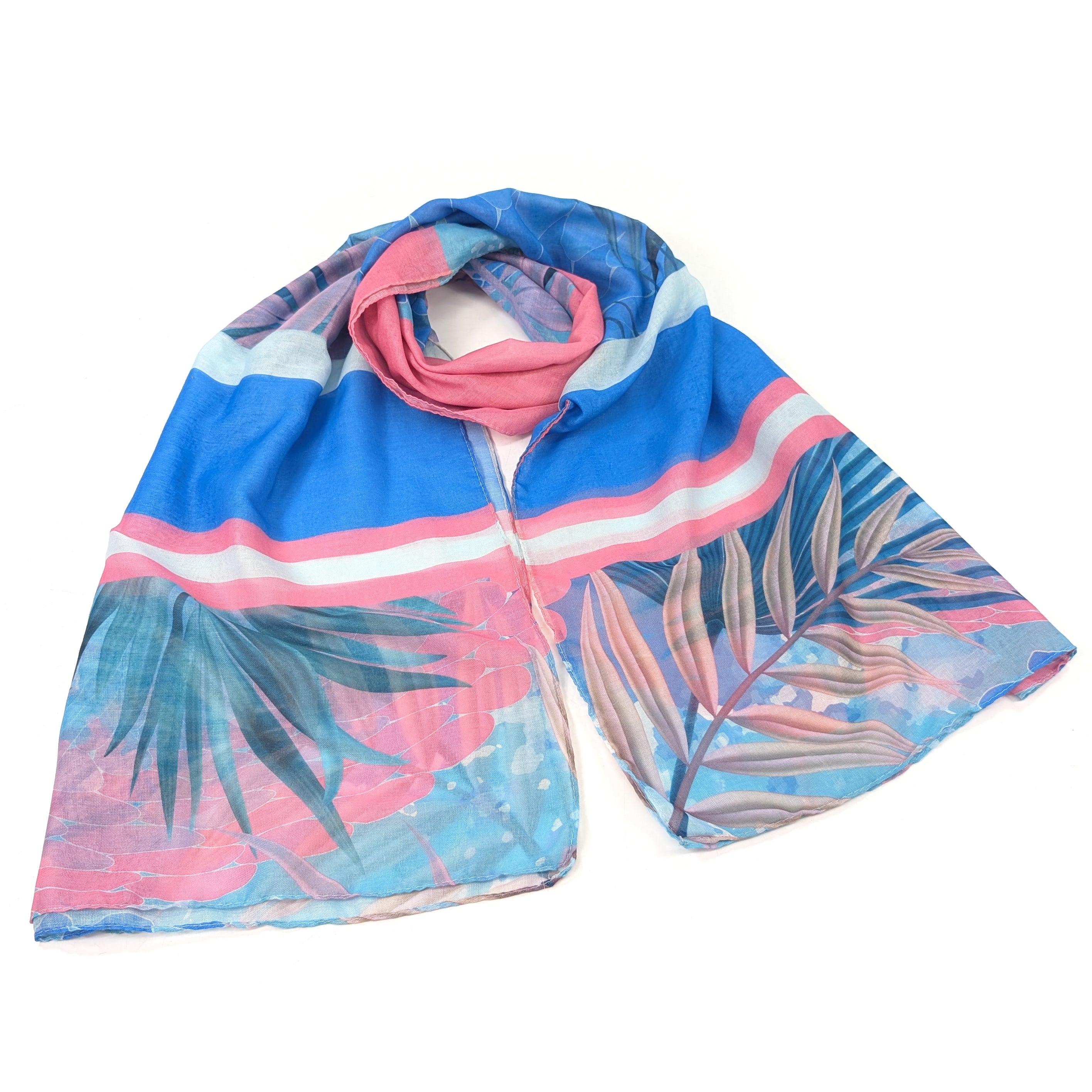 Tropical Block Colour Scarf (50x180cm) - Blue