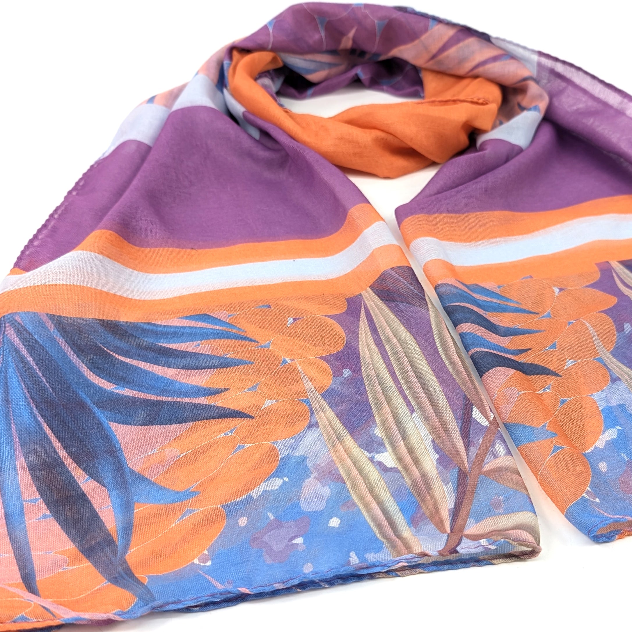 Tropical Block Colour Scarf (50x180cm) - Purple