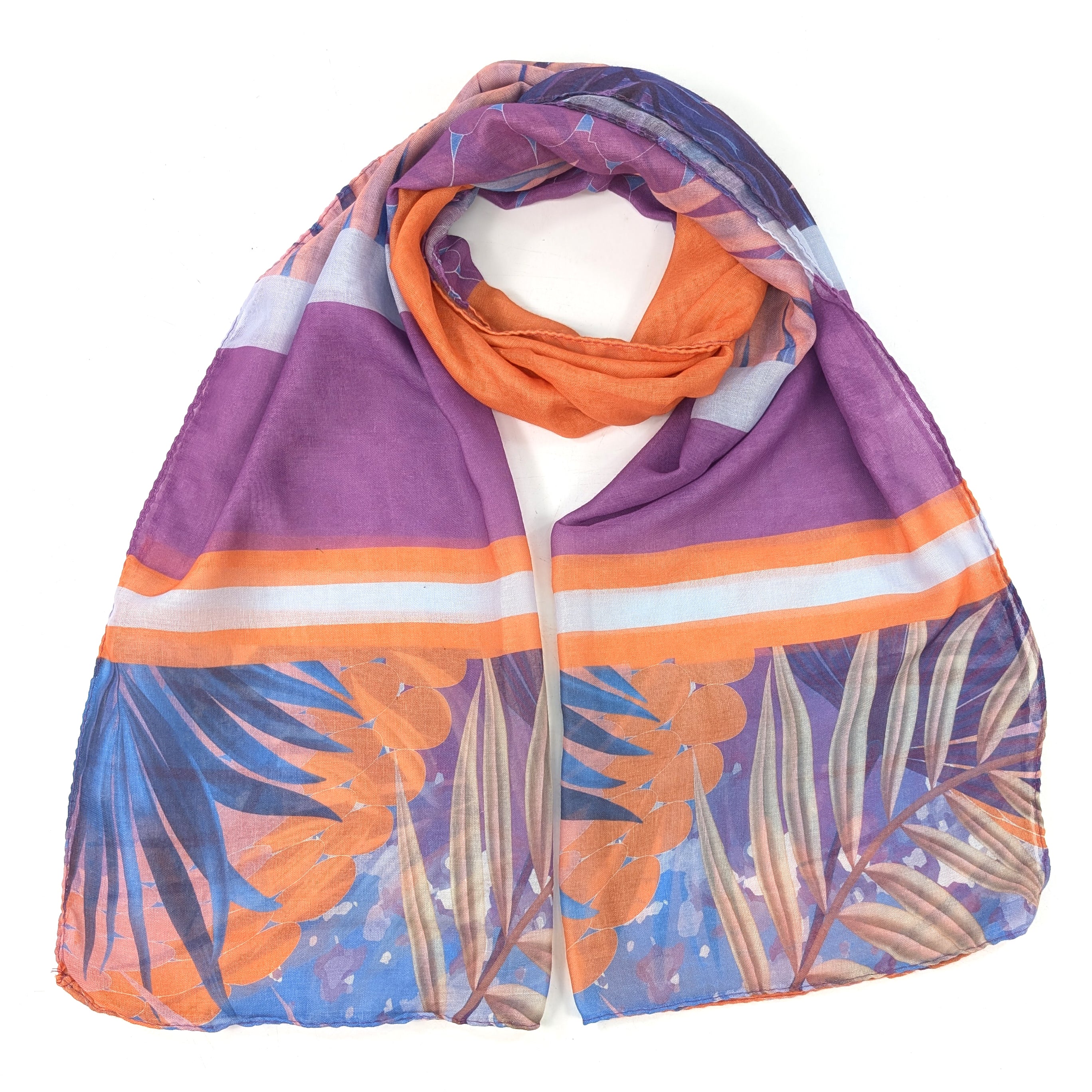 Tropical Block Colour Scarf (50x180cm) - Purple