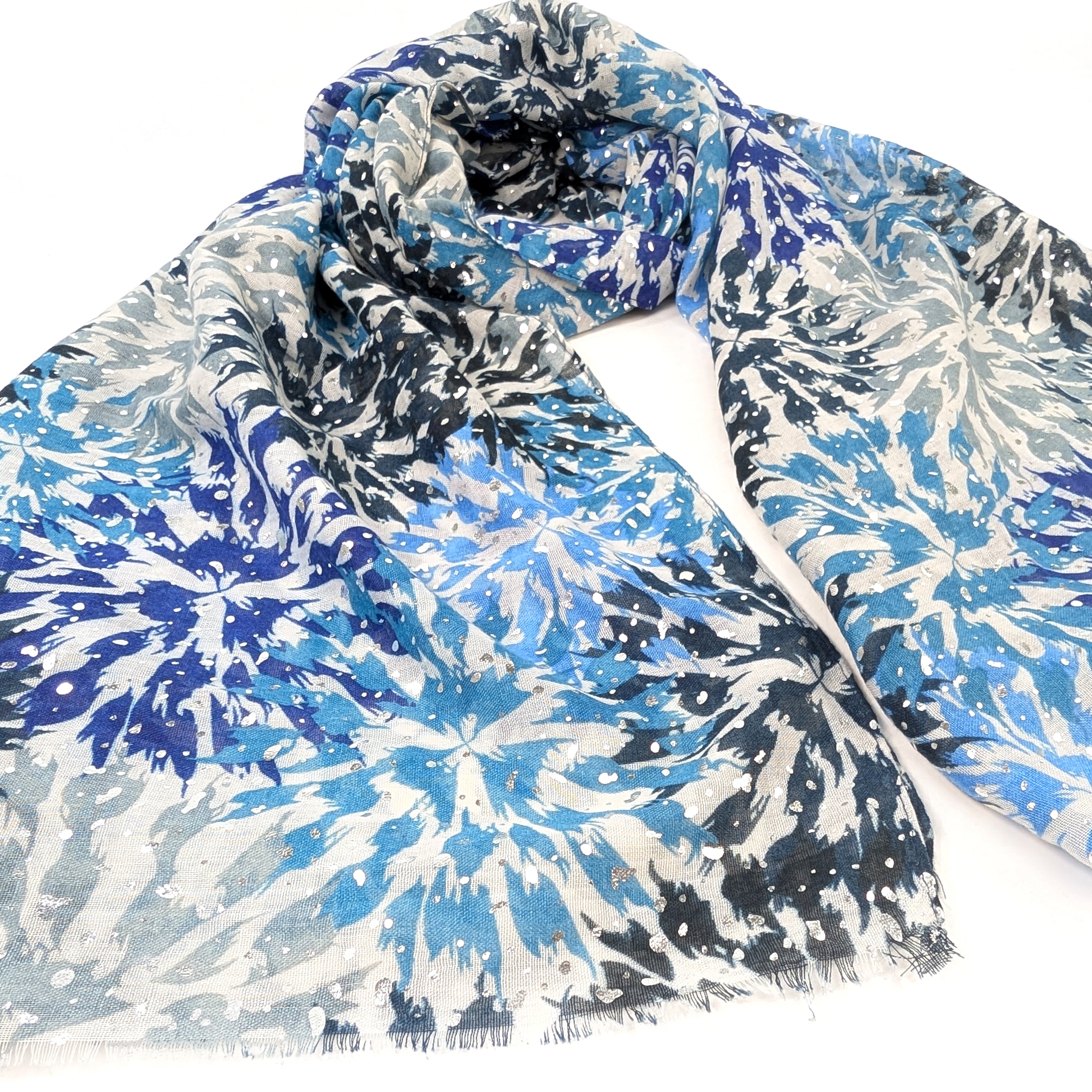 Flower Burst Scarf (90x180cm) - Blue