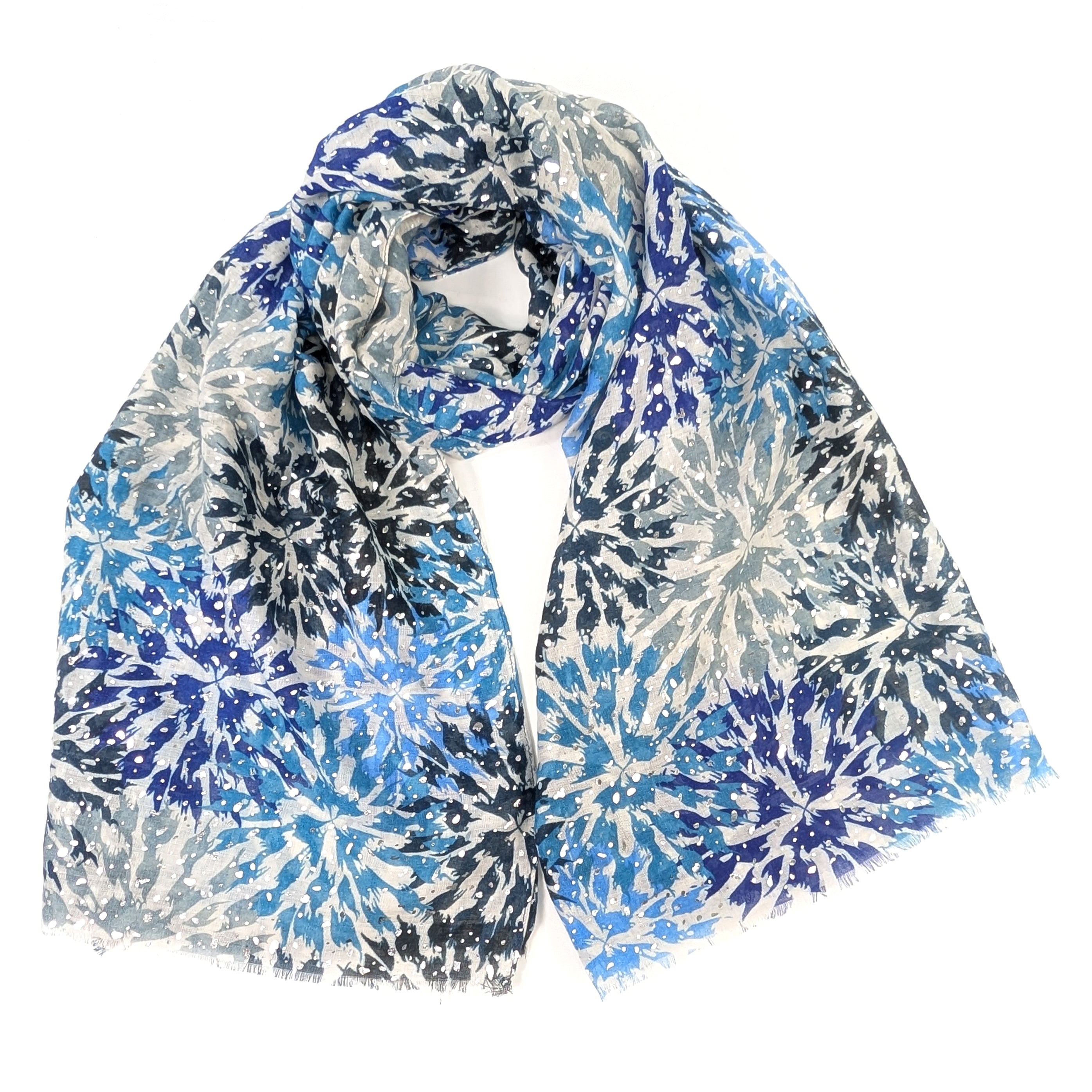 Flower Burst Scarf (90x180cm) - Blue