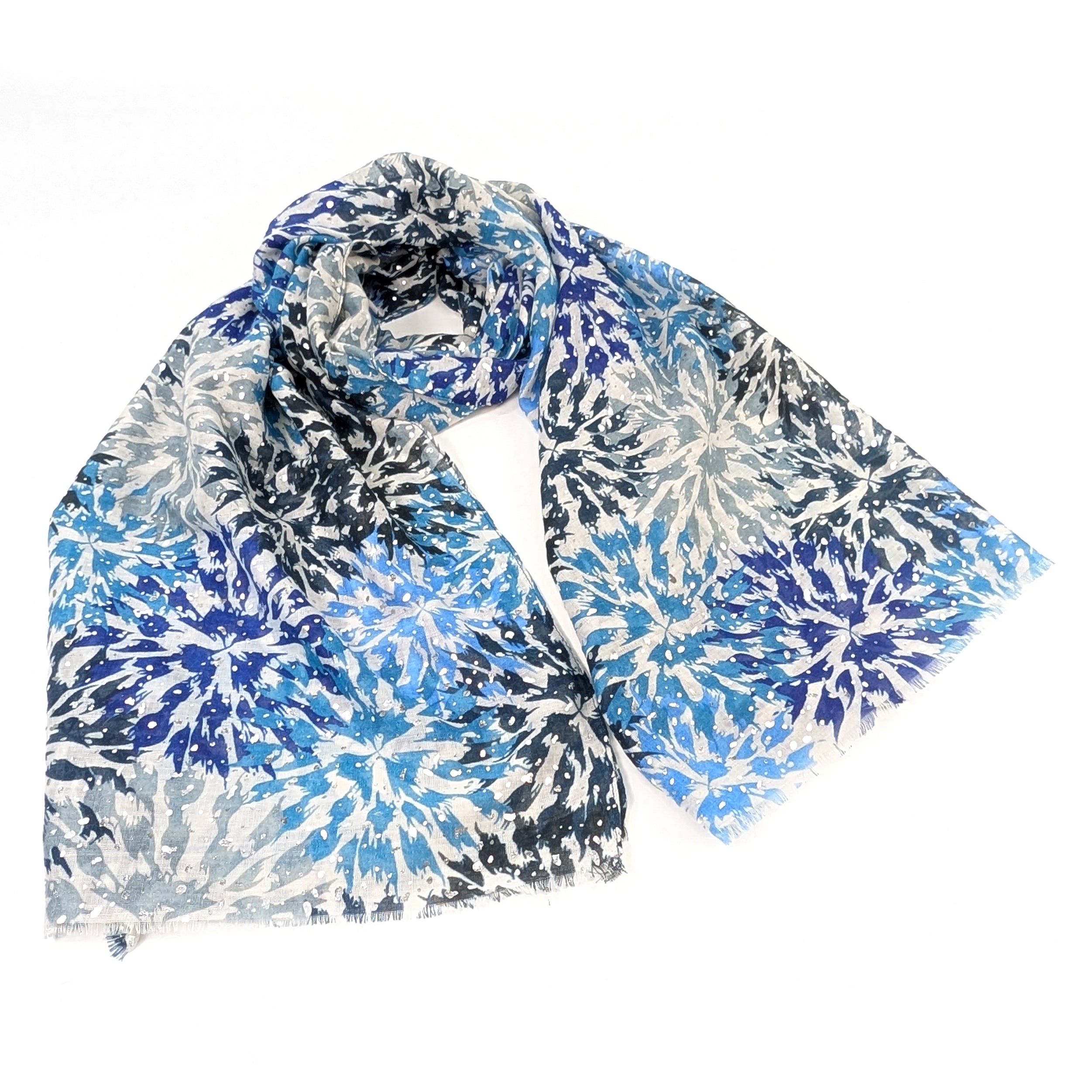 Flower Burst Scarf (90x180cm) - Blue