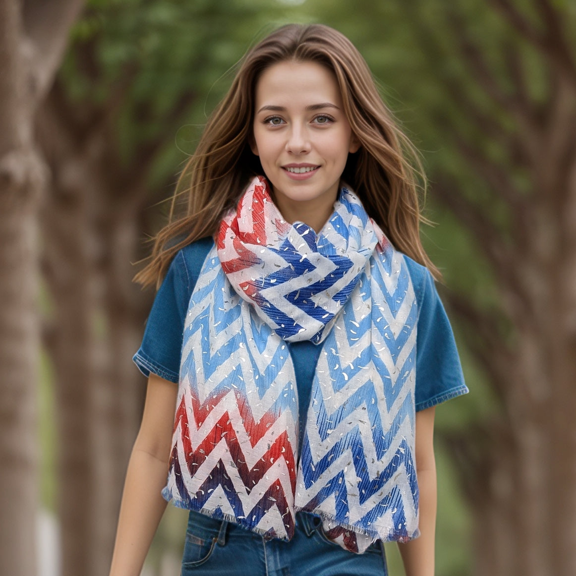 ZigZag Sprinkles Scarf (70x180cm) - Blueberry