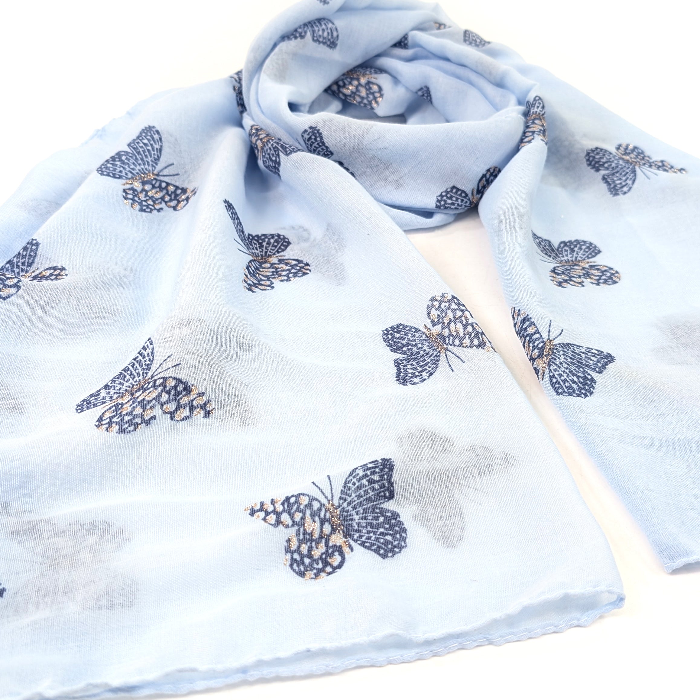 Little Remo - Glitter Butterfly Scarf (70x180cm) - Ice Blue