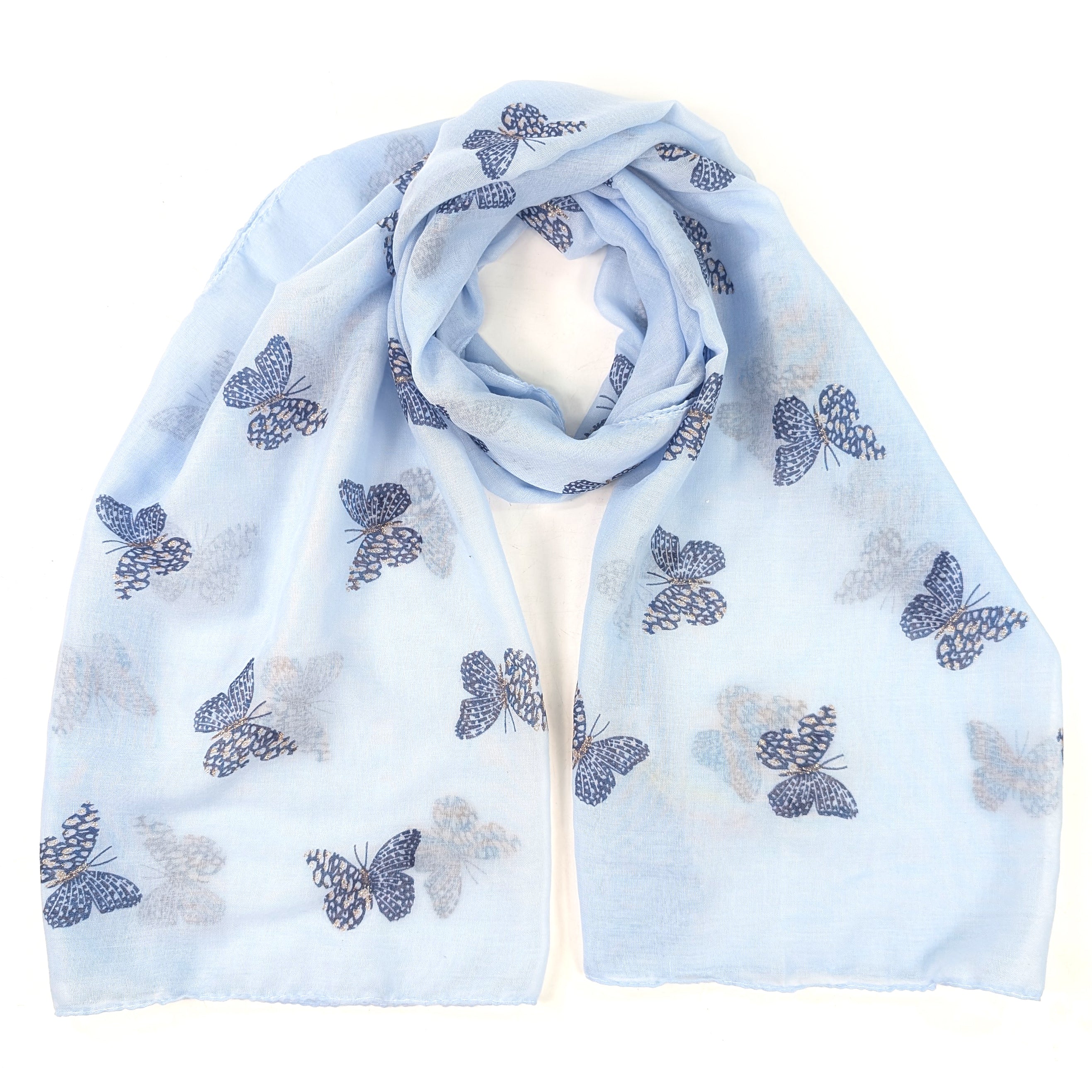 Little Remo - Glitter Butterfly Scarf (70x180cm) - Ice Blue