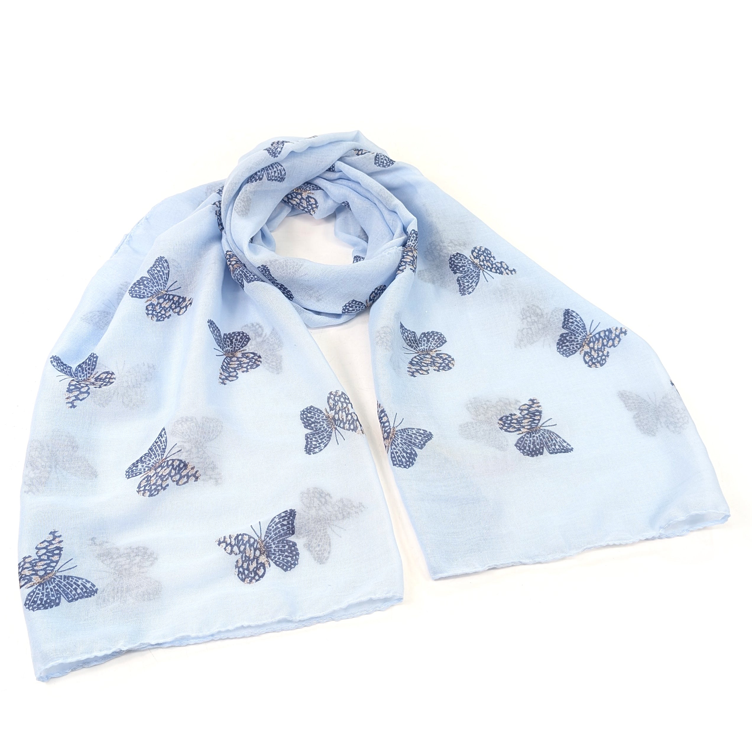 Little Remo - Glitter Butterfly Scarf (70x180cm) - Ice Blue