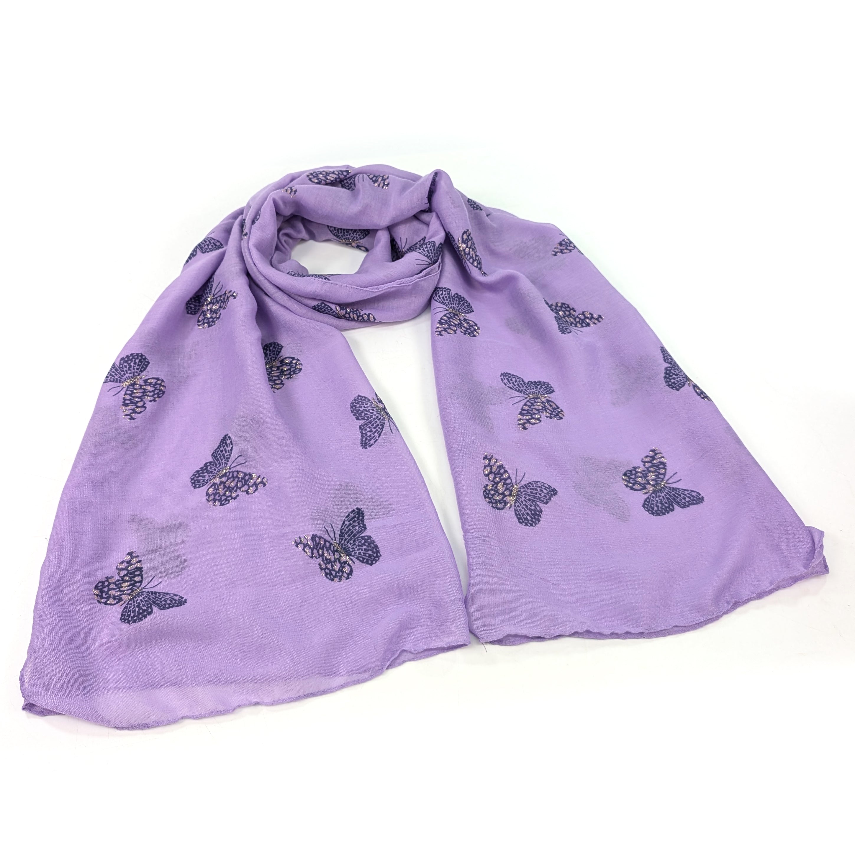 Little Remo - Glitter Butterfly Scarf (70x180cm) - Lilac