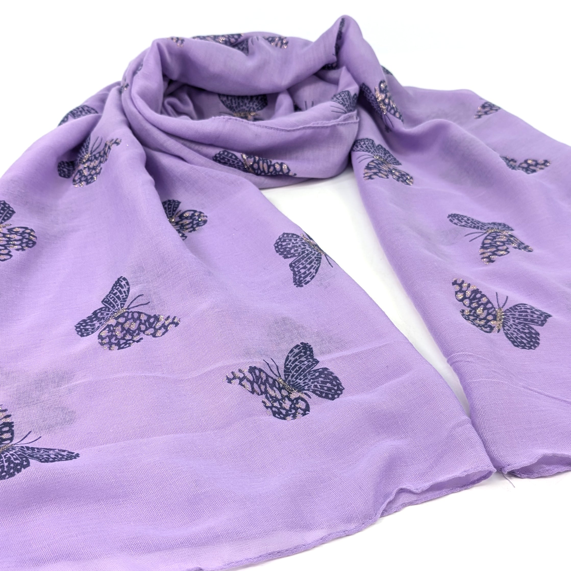 Little Remo - Glitter Butterfly Scarf (70x180cm) - Lilac