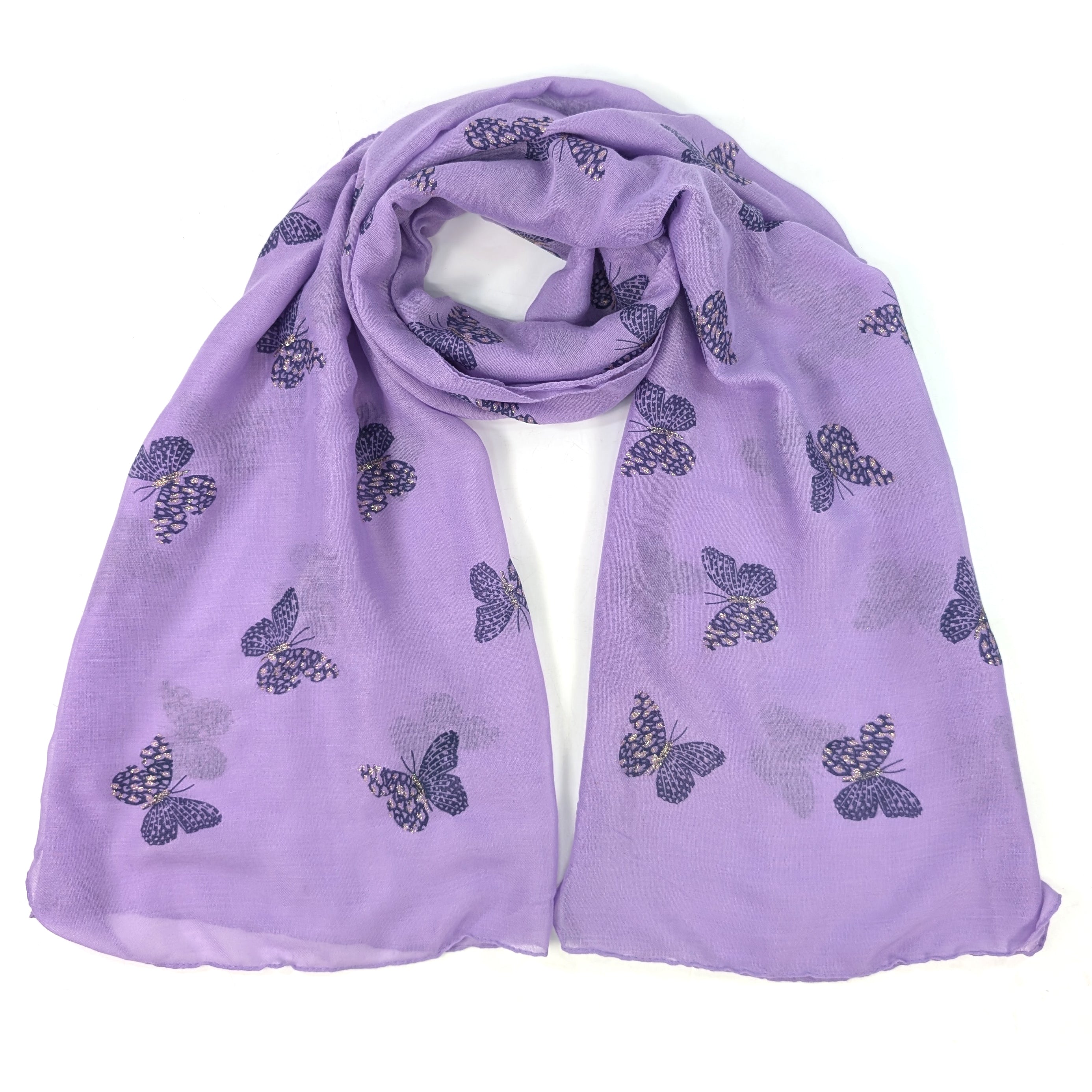 Little Remo - Glitter Butterfly Scarf (70x180cm) - Lilac