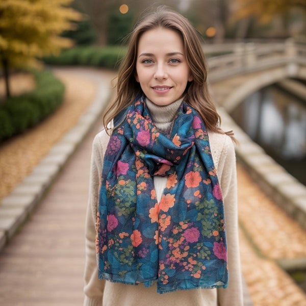 Teal Garden Scarf (70x180cm) - Exclusive Design