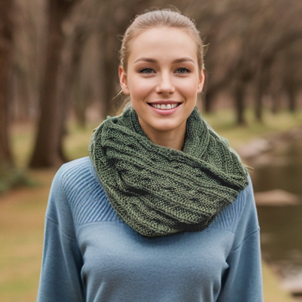 Selat - Cable Knit Double Snood - Green