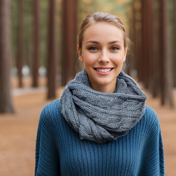Selat - Cable Knit Double Snood - Denim Blue